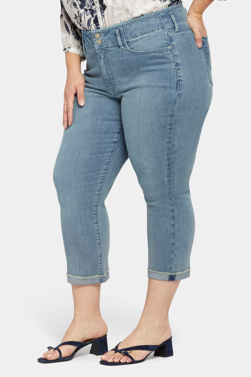 Chloe Capri Jeans for Women - Plus Size High Waisted Stretch Denim Pants - Thistle Falls Wash - Comfortable & Stylish for Casual Wear, Office & Date Night