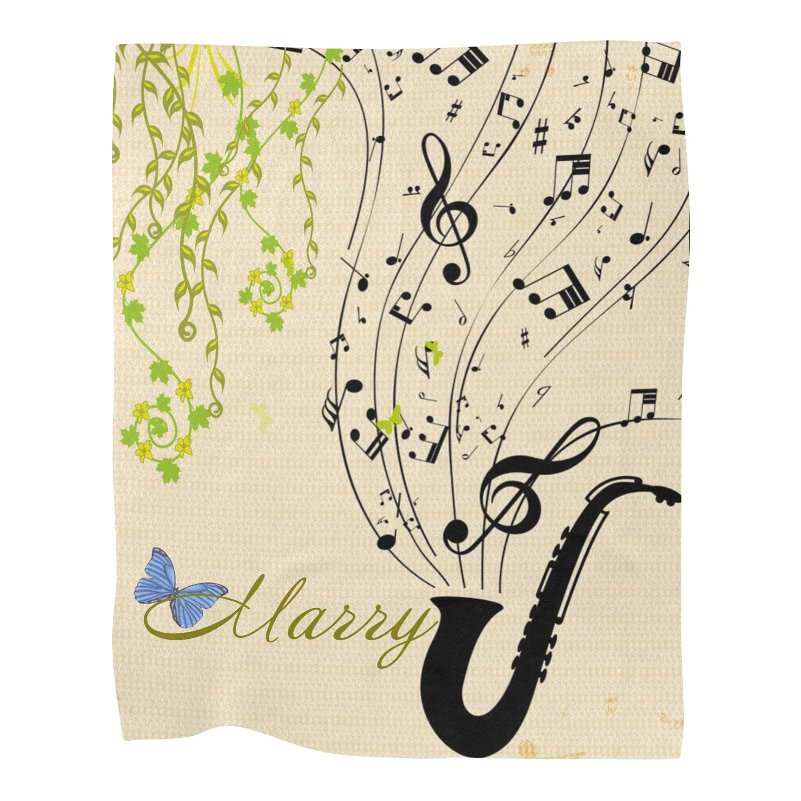 Custom Personalized Baby Blanket with Music Note Design - Fleece Nursery Throw with Name Embroidery 30