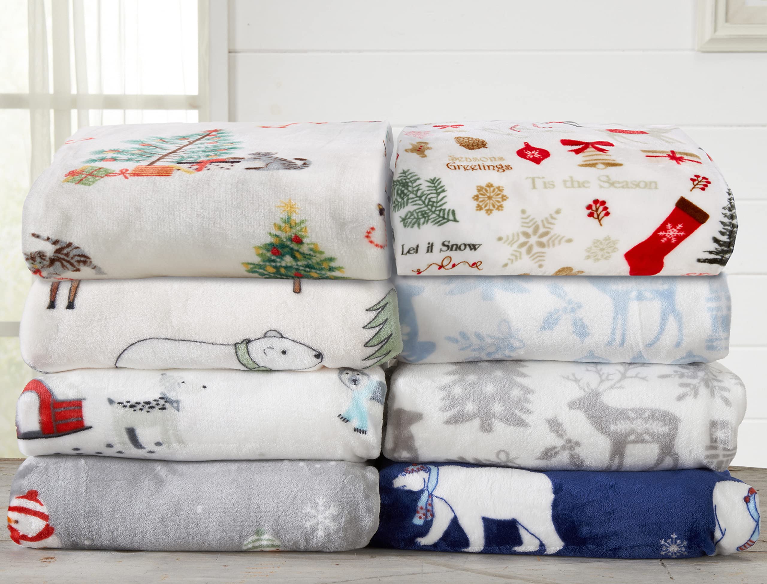 Luxuriously Soft Velvet Plush King Size Holiday Throw Blanket - Cozy & Warm Christmas Blanket for Sofa, Bed, Couch - Perfect for Winter Nights, Gift Giving & Home Decor