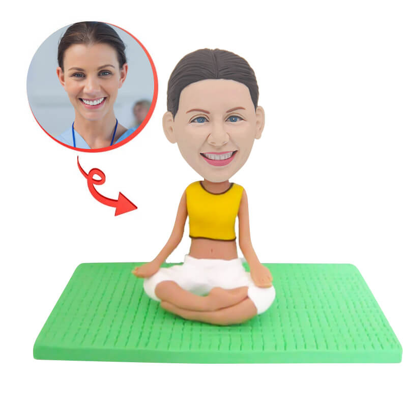 Custom Personalized Lady Yoga Bobblehead Figurine - Unique Gift for Yoga Lovers, Fitness Enthusiasts & Home Decor - Perfect for Office Desk, Yoga Studio Decor, Birthday & Anniversary Gifts