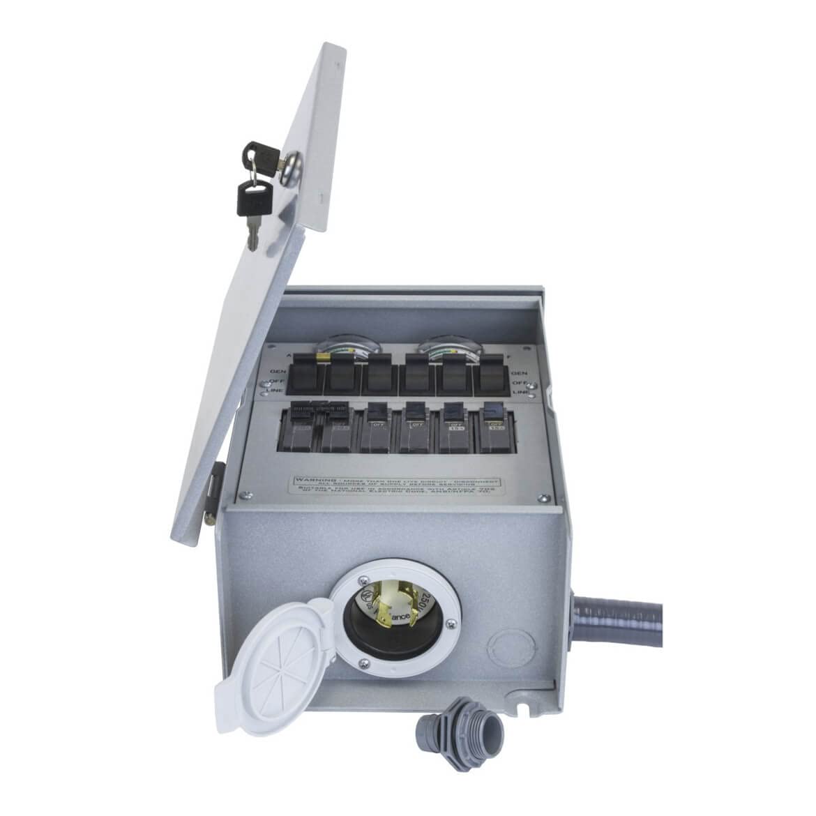 R206A Pro/Tran2 Outdoor 20-Amp 6-Circuit 2 Manual Transfer Switch with L14-20 Power Inlet - Backup Power Solution for Home, RV & Emergency Use