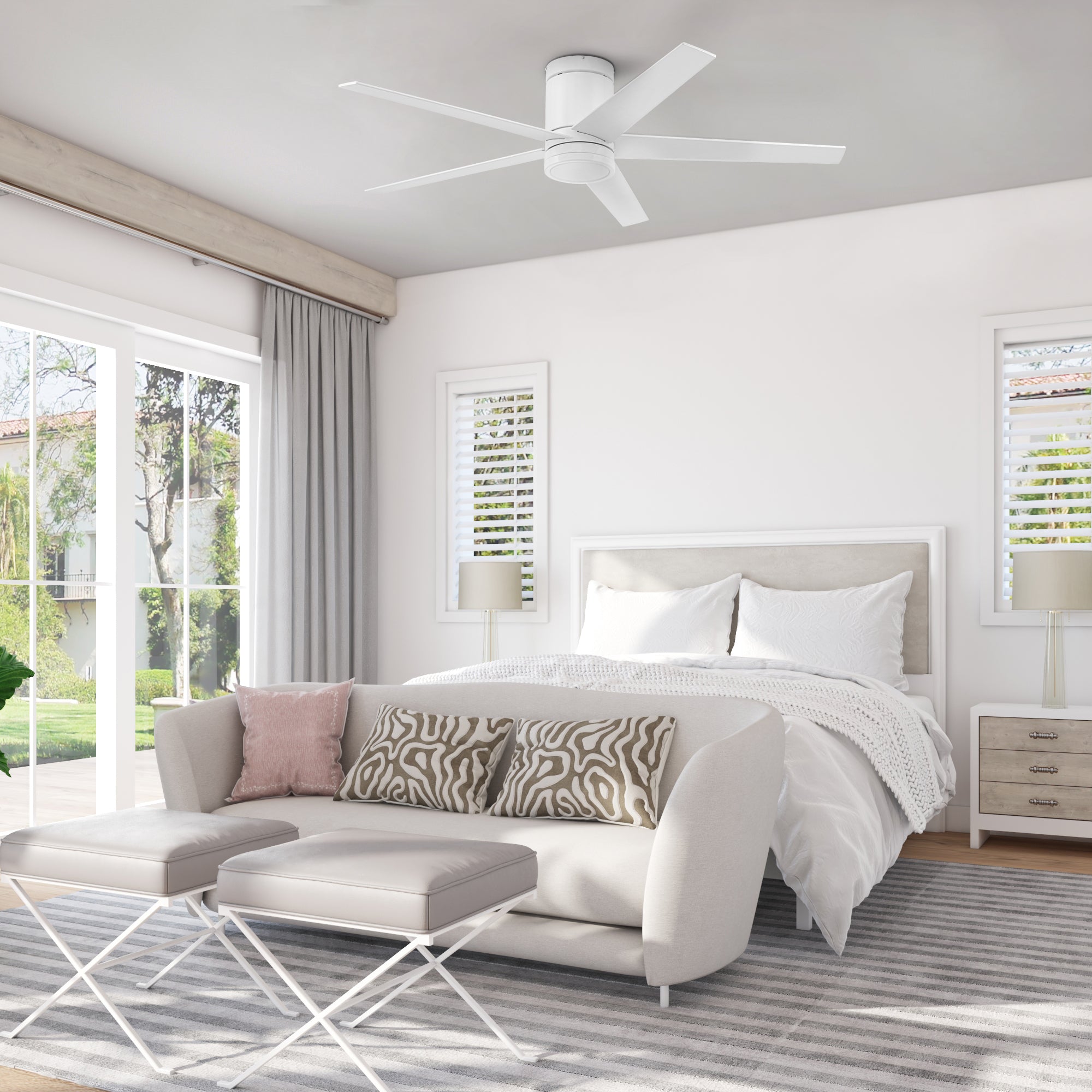 52 Inch Honeywell Graceshire White Ceiling Fan with Light Kit & Remote Control - Perfect for Living Room, Bedroom, and Outdoor Covered Patio