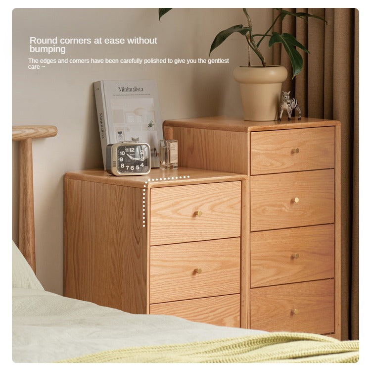 Solid Oak & Beech Wood Chest of Drawers - 5-Drawer Storage Cabinet with Multi-Functional Design for Bedroom, Living Room, and Office Organization