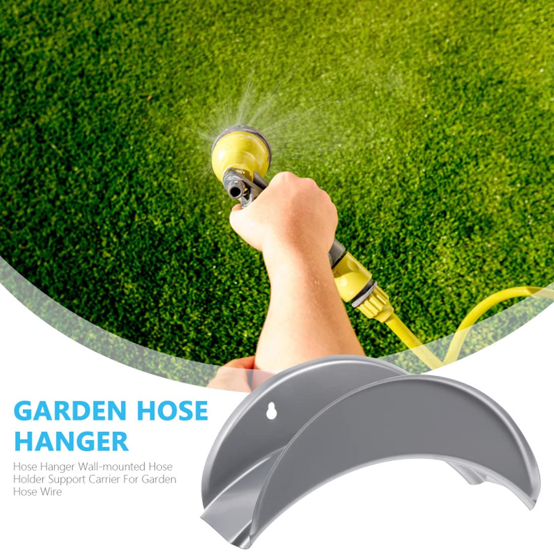 Heavy Duty Steel Wall Mount Garden Hose Holder - Sturdy Outdoor Water Hose Bracket & Storage Hanger for Up to 100ft Hose - Perfect for Yard, Lawn, Garage Organization (Silver)