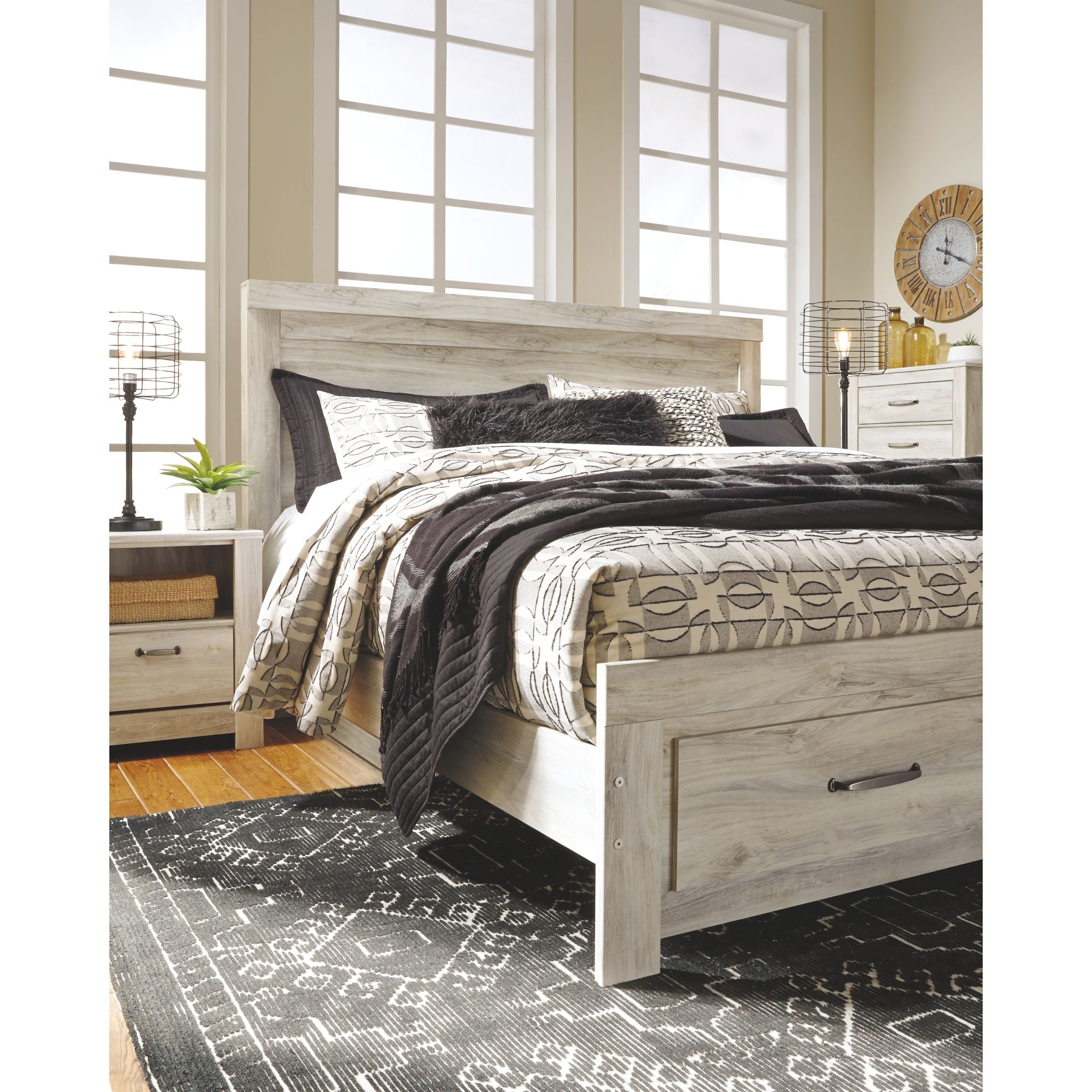 Bellaby Whitewash Storage Bed - Queen Size Platform Bed with Underbed Drawers for Extra Storage | Perfect for Small Bedrooms, Guest Rooms & Dorm Rooms