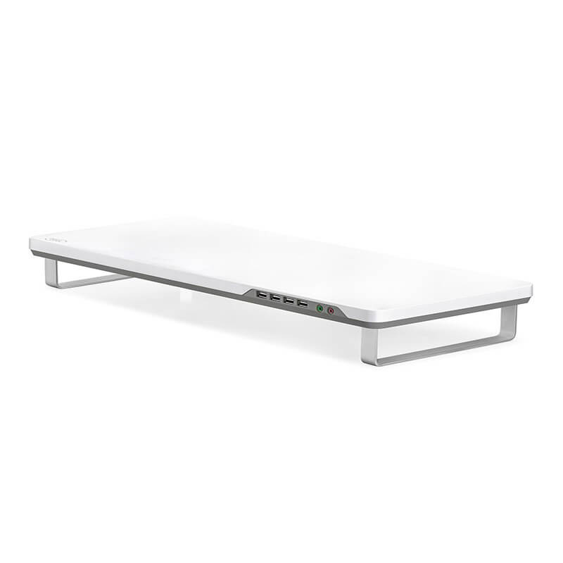 Deepcool M Desk F1 Monitor Stand for 27-Inch Screens (Up to 10kg) - Grey with Built-in Audio & 4 USB Ports - Perfect for Home Office, Gaming Setup, and Workspace Organization
