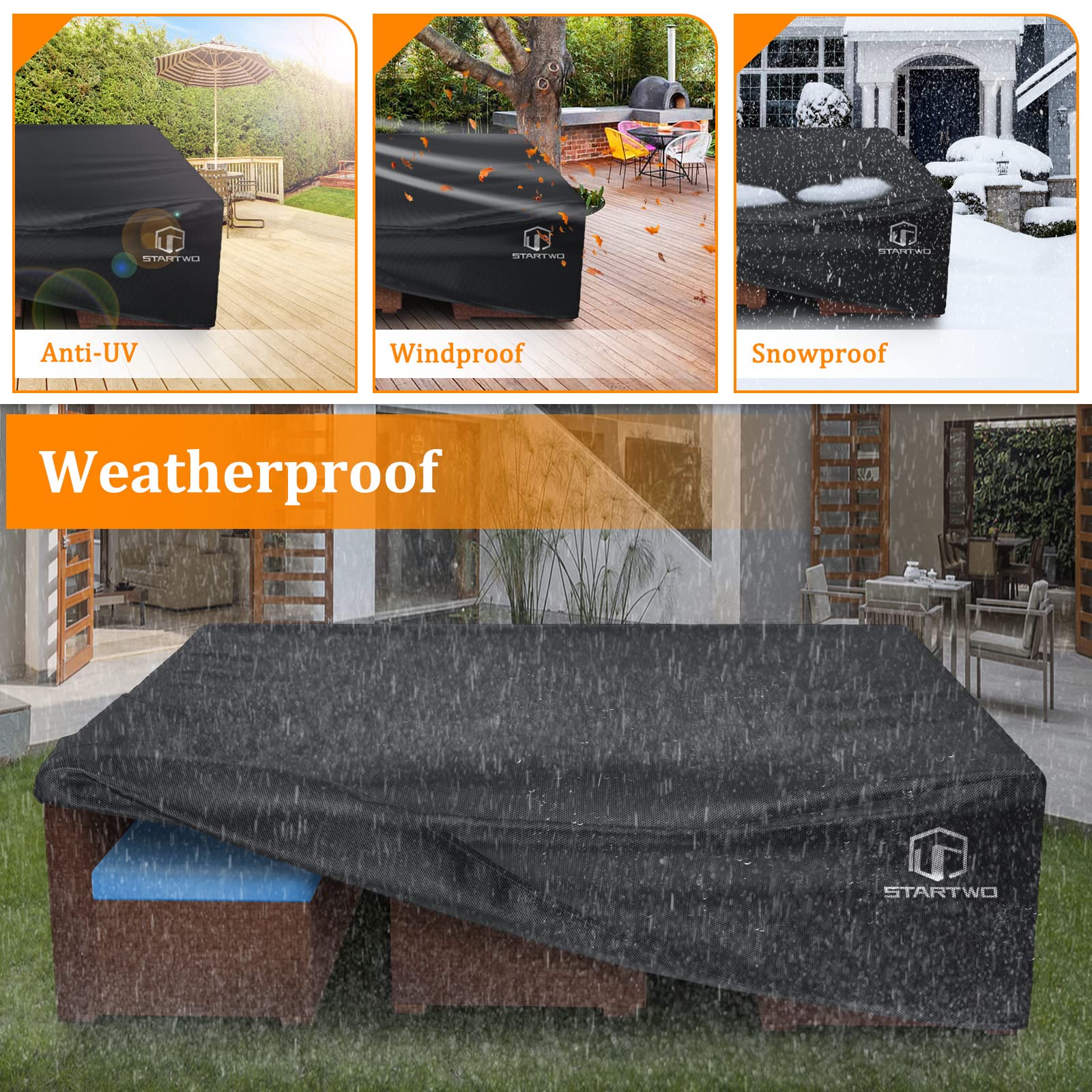 STARTWO Heavy Duty Waterproof Patio Furniture Cover for 7-12 Seats Outdoor Sectional Sofa Set - 98