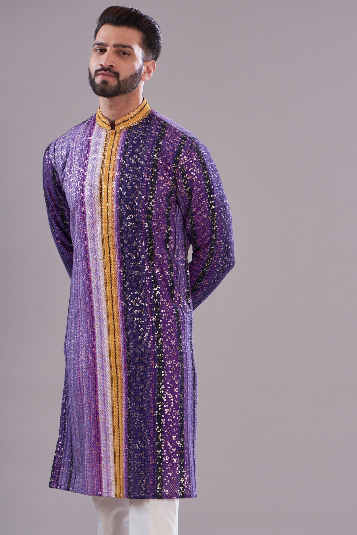 Elegant Purple Sequenced Kurta for Women - Stylish Indian Ethnic Wear for Festivals, Parties & Special Occasions