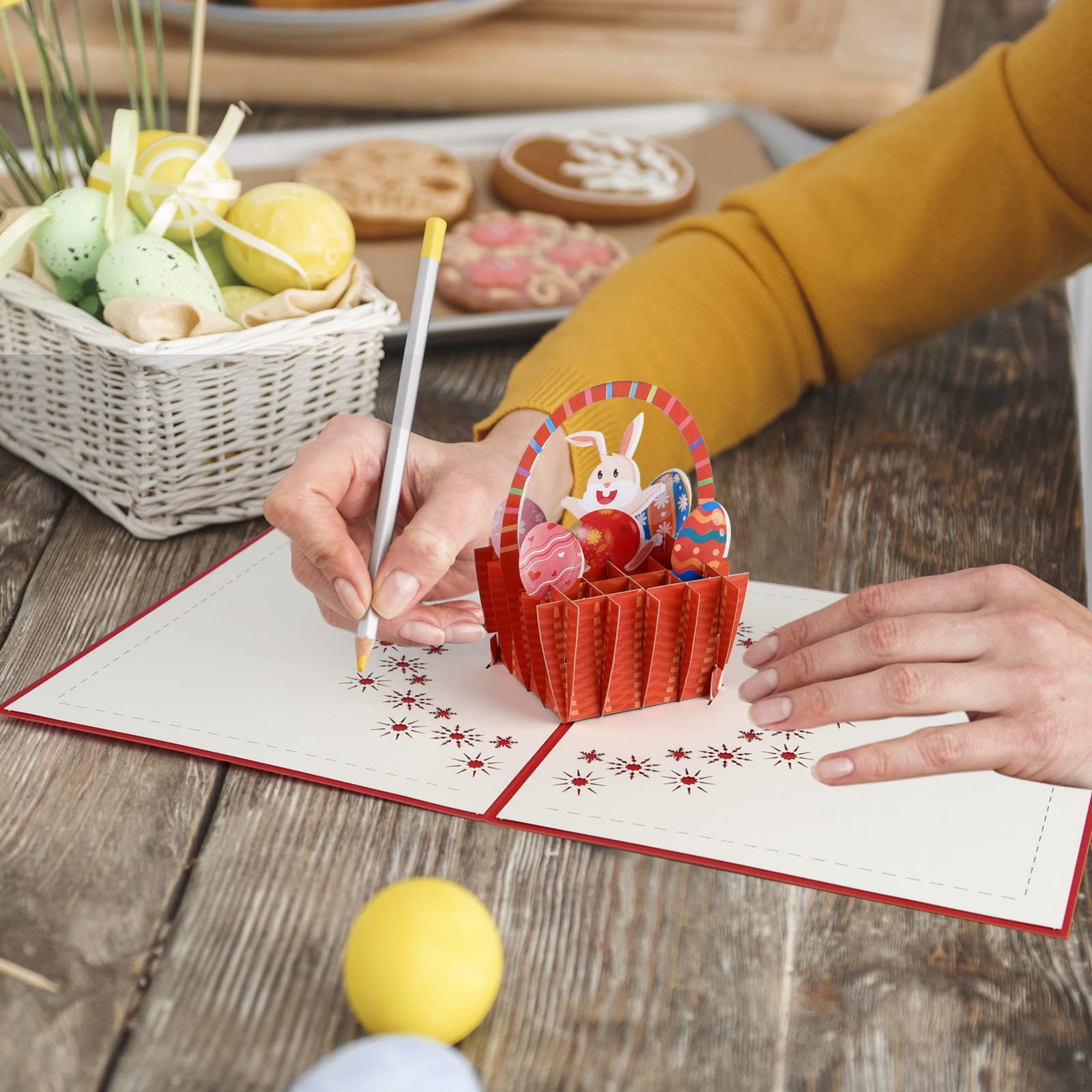 ELECLAND 4-Piece 3D Easter Pop Up Greeting Cards Set - Bunny, Eggs & Flower Basket Design for Kids, Friends & Family | Perfect for Easter Celebrations, Gift Giving & Holiday Decorations