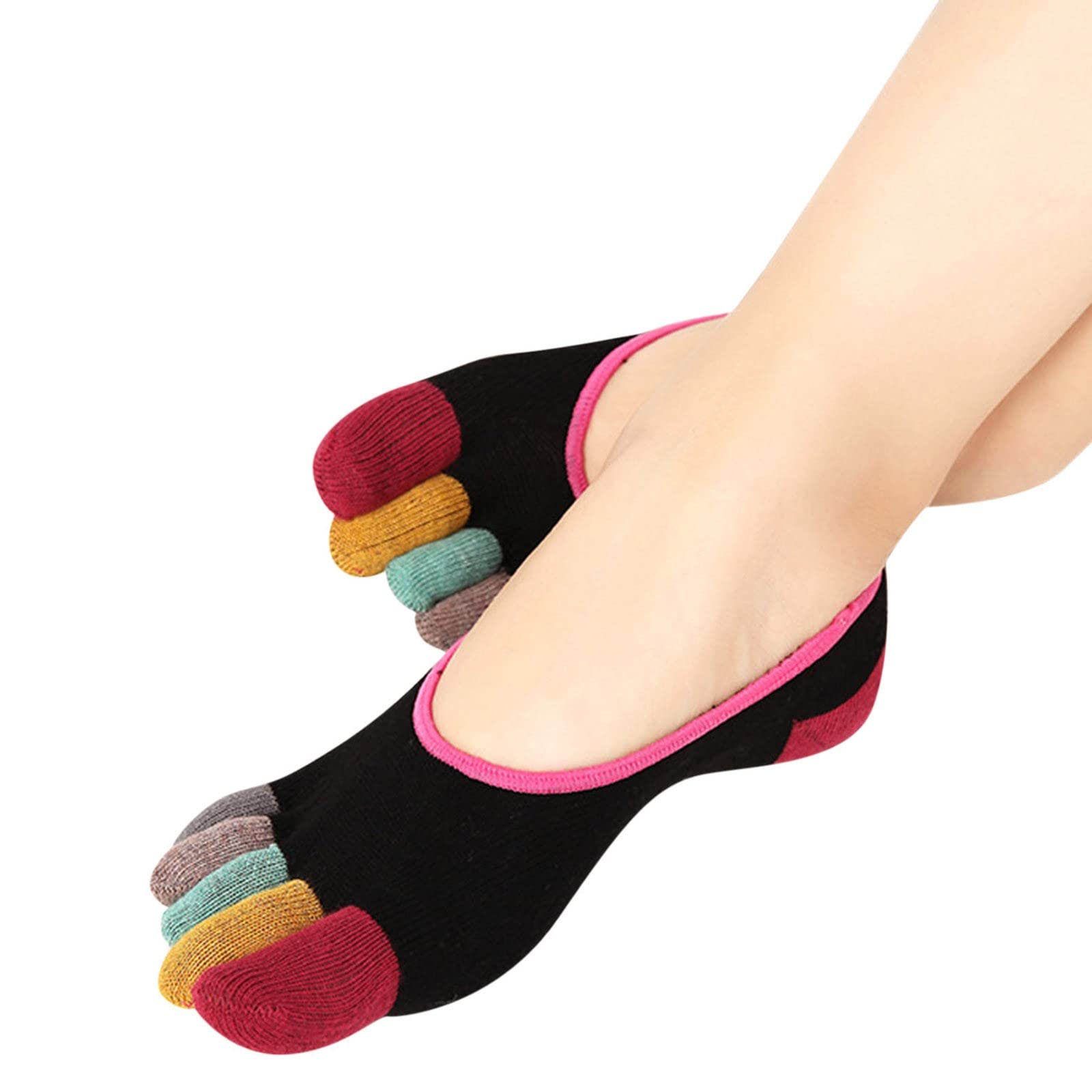 Colorful Non-Slip Yoga Toe Socks for Women & Men - Breathable for Sports & Massage