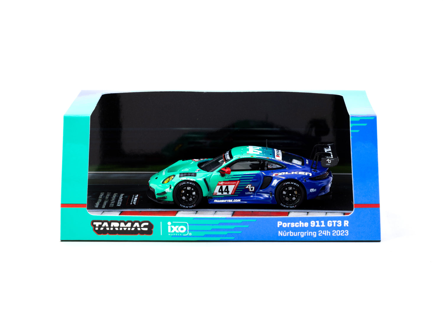 Tarmac Works X iXO Models 1/64 Scale Porsche 911 GT3 R Nürburgring 24h 2023 #44 Diecast Car - Collectible Miniature Model for Racing Enthusiasts & Display Showcase