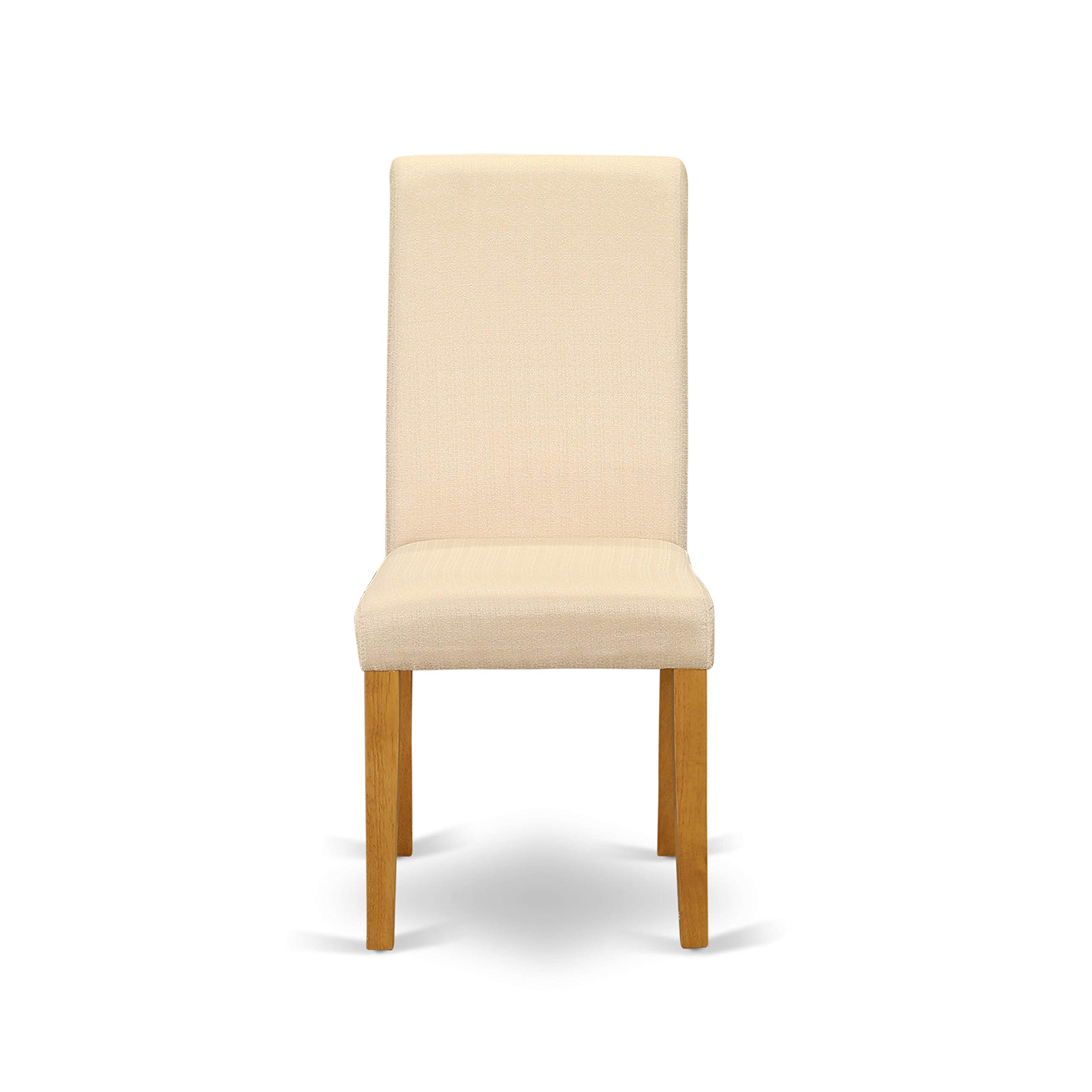 East West Furniture 3-Piece Kitchen Table & Chairs Set - 36x54 Inch Oak Rectangle Dining Table with Drop Leaf & 2 Light Beige Linen Parsons Chairs (MZBA3-OAK-02) | Perfect for Small Spaces, Breakfast Nooks & Cozy Dining Areas