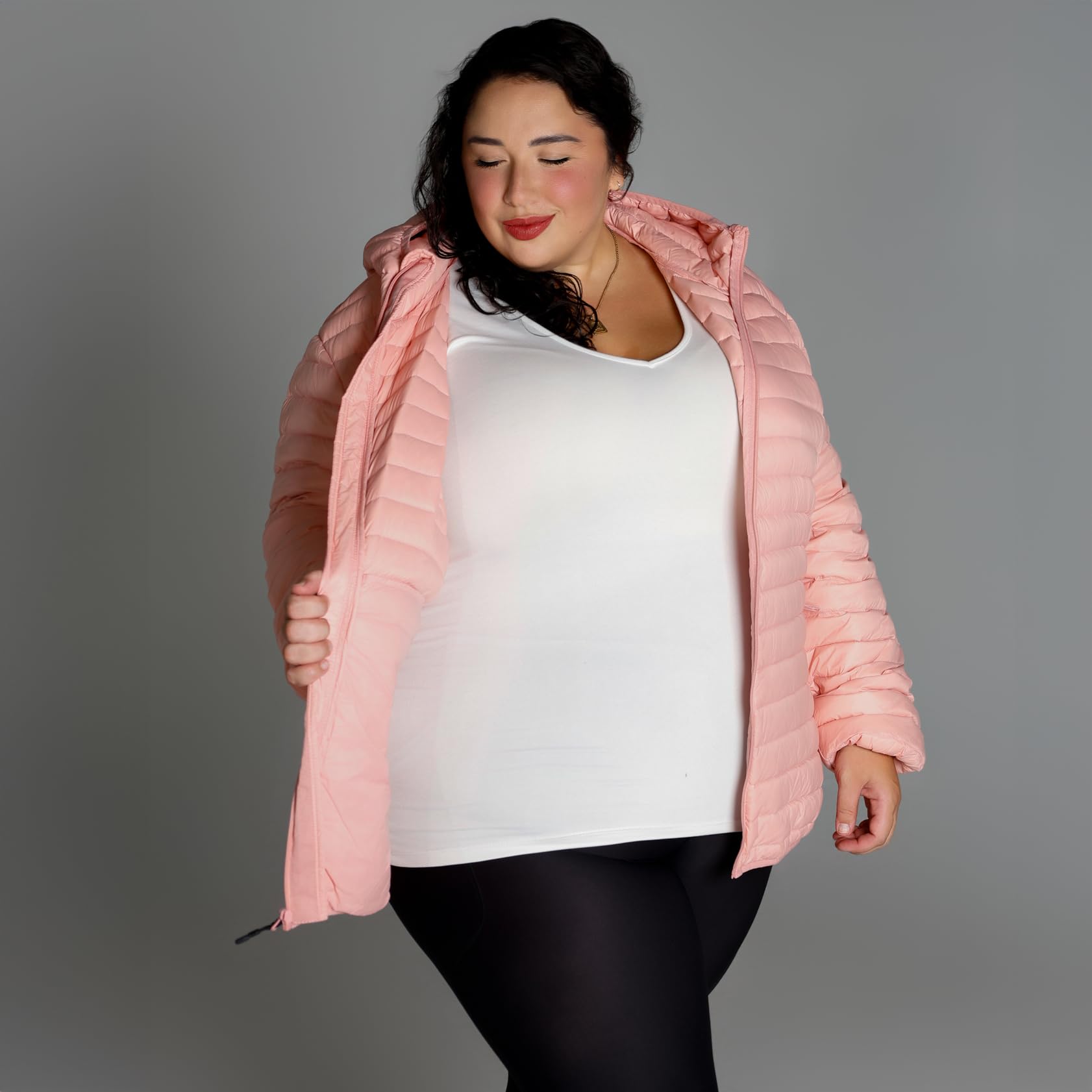 Women's Plus Size Packable Down Jacket 1X-6X - Lightweight Hooded Winter Coat for Spring & Fall | Warm Travel, Outdoor Hiking & Casual Wear