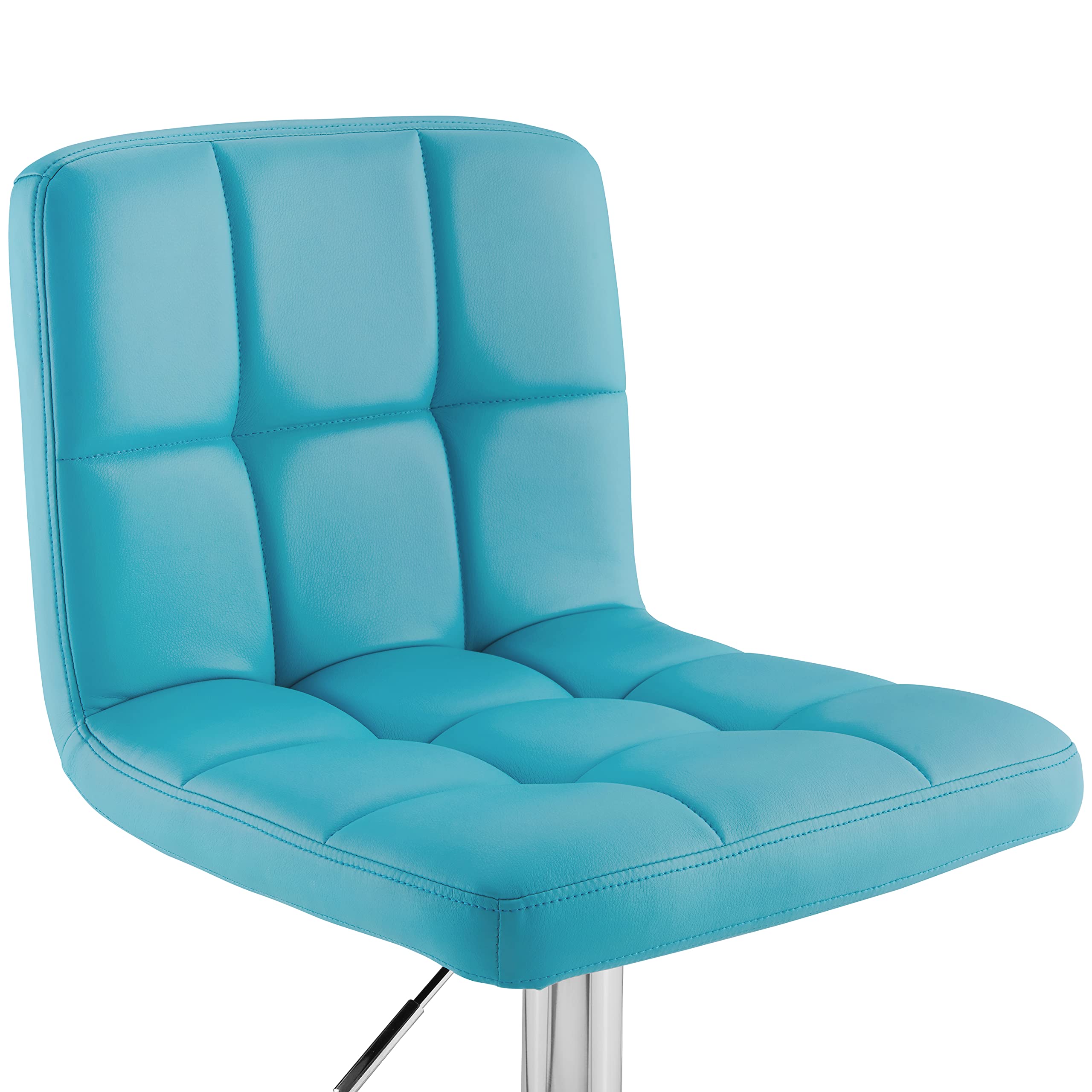 Powell Clayton Adjustable Bar Stool - Teal Faux Leather & Chrome Metal Finish - Modern Kitchen Island, Breakfast Nook & Home Bar Seating