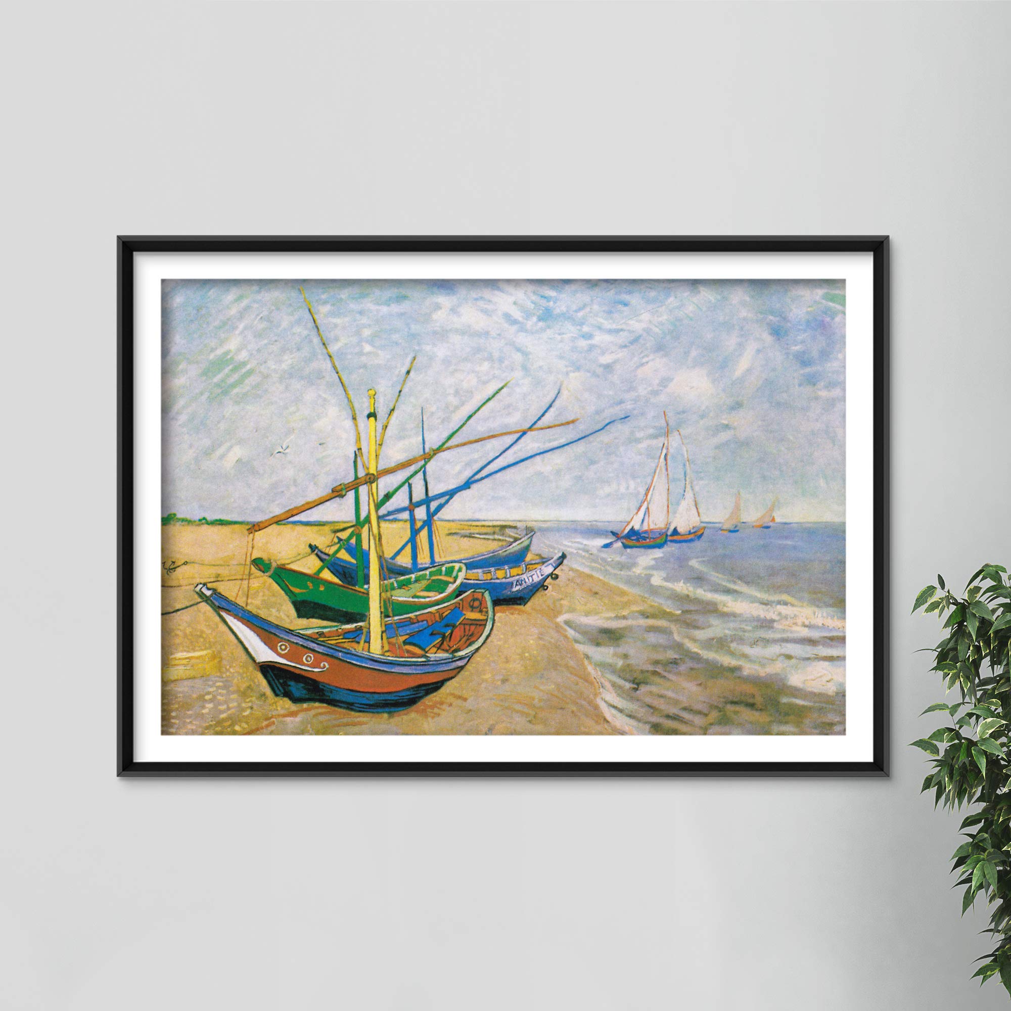 Vincent Van Gogh Fishing Boats on The Beach at Saintes Maries (1888) Textured Paper Art Print - 6 x 4 Inches - Dutch Post-Impressionist Painting Poster - Perfect for Home Decor, Office Wall Art & Gift Ideas