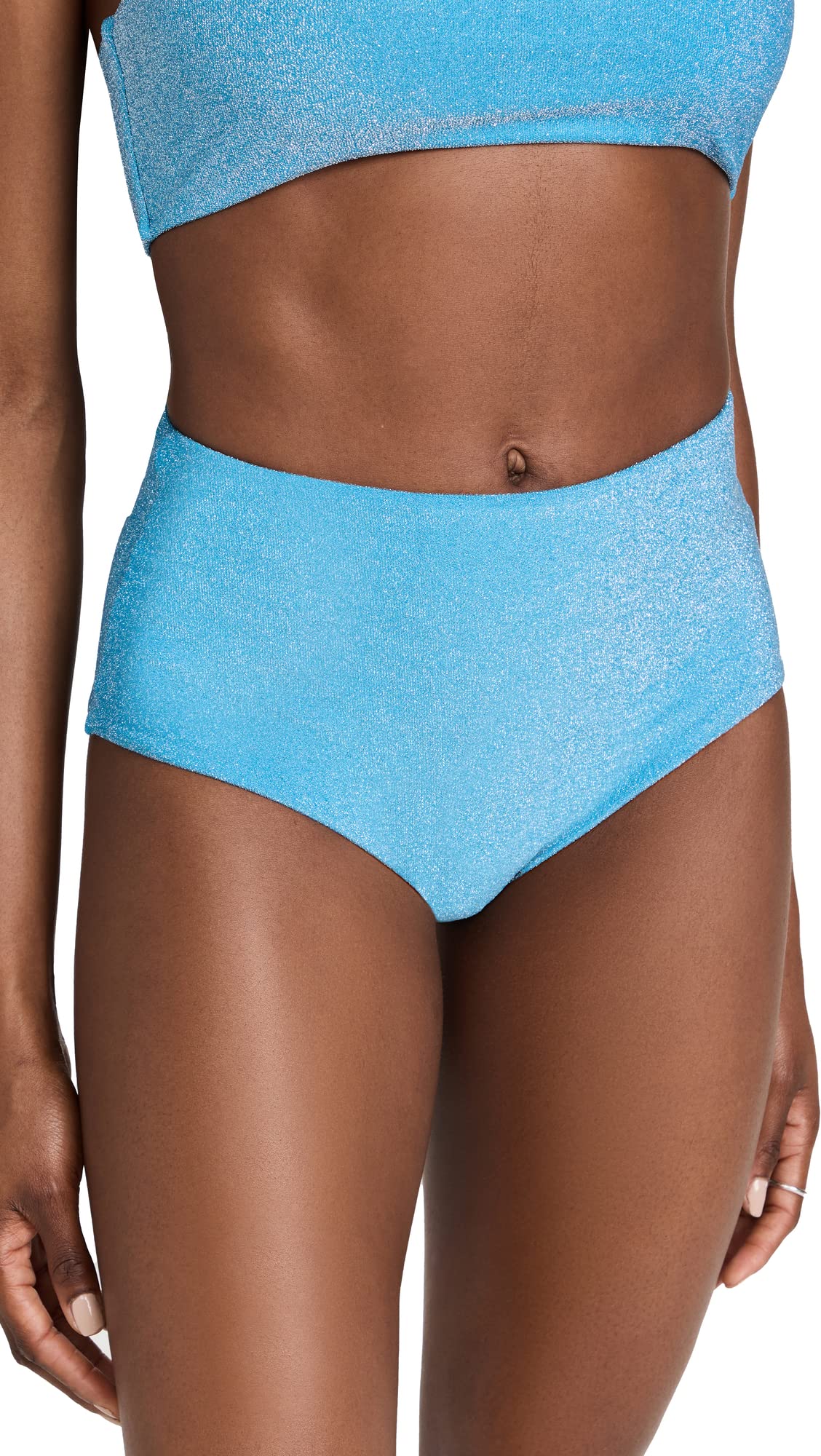 MIKOH Women's Metallic Bikini Bottoms - High Waist Swimwear for Beach & Pool | Sexy Shiny Swim Bottom for Summer Vacation