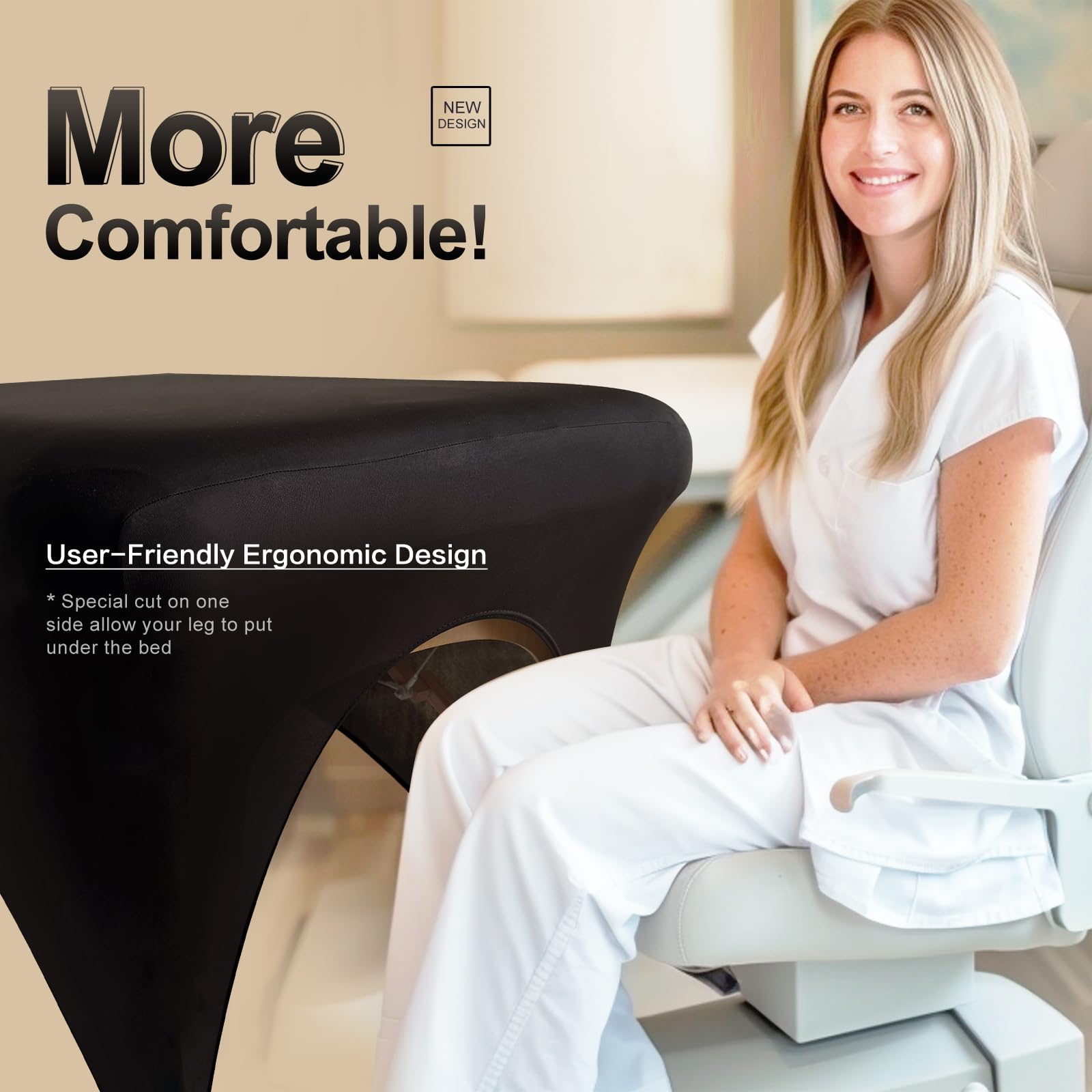 Professional Stretchy Spa Bed Cover - Waterproof Massage Table Protector for Lash Extensions, Waxing & Tattoo - Beauty Salon & Spa Essential (Black) | Perfect for Facial Treatments, Massage Therapy & Cosmetic Procedures