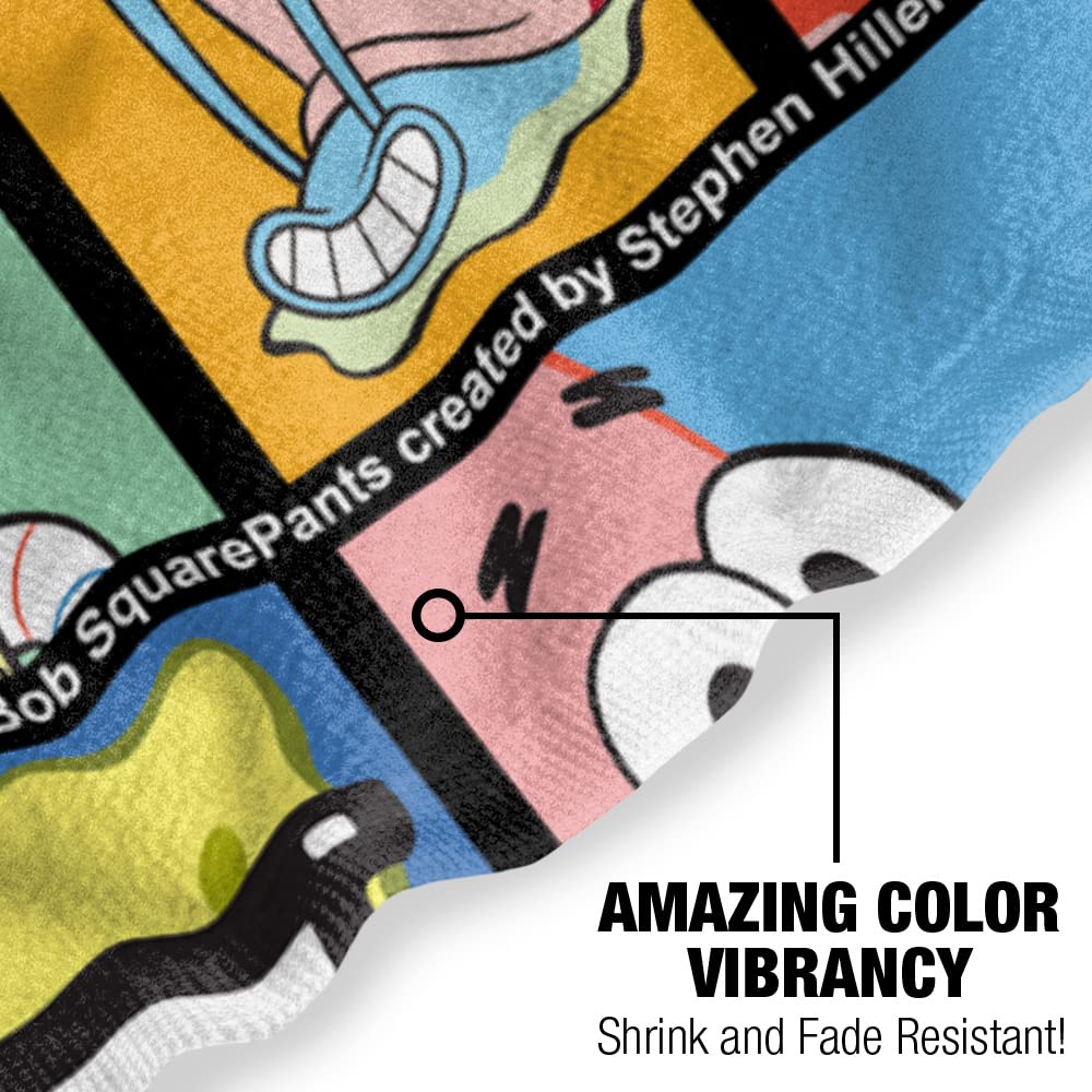 Spongebob Beach Towel 30x60 Inches - Soft Quick-Dry Cartoon Character Towel for Pool, Beach, Gym & Travel - Fun Spongebob Tile Pattern Design for Kids & Adults