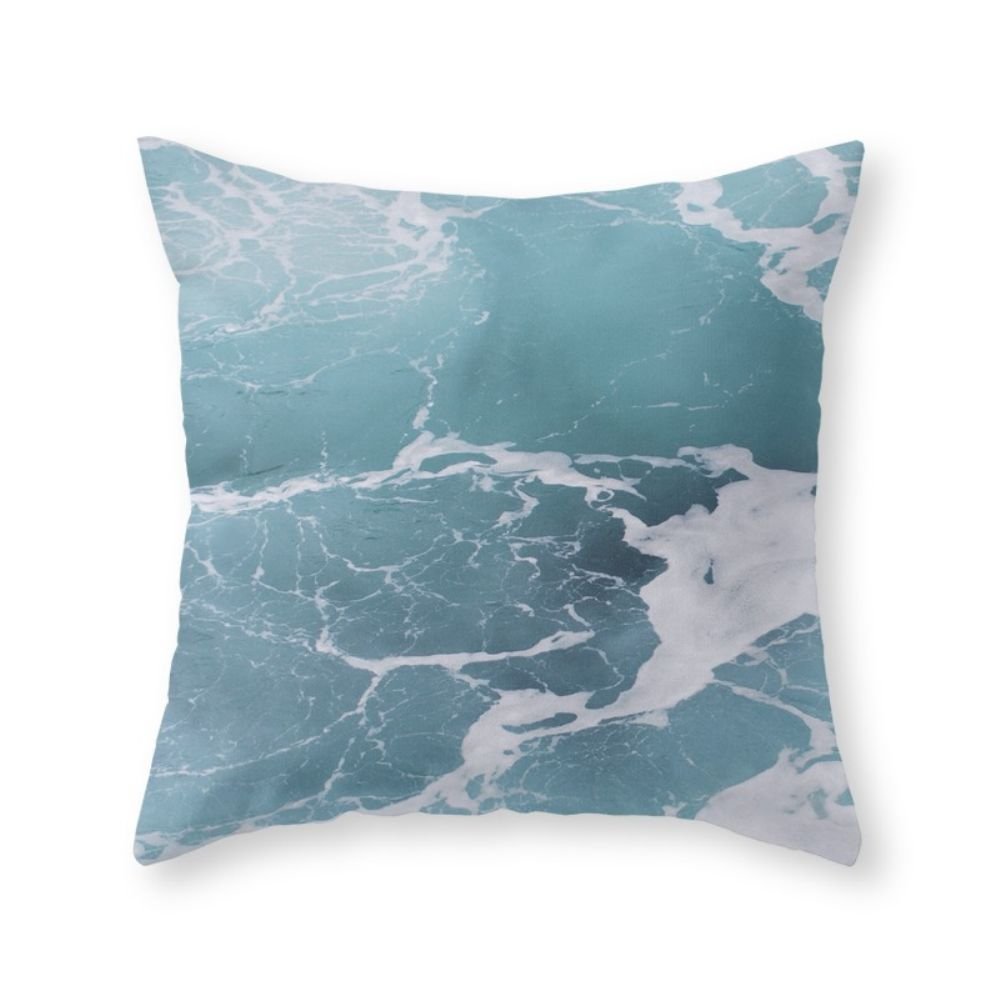 Ocean Blue Throw Pillow Cover with Insert - 24x24 Inch Soft Decorative Cushion for Sofa, Bed & Living Room