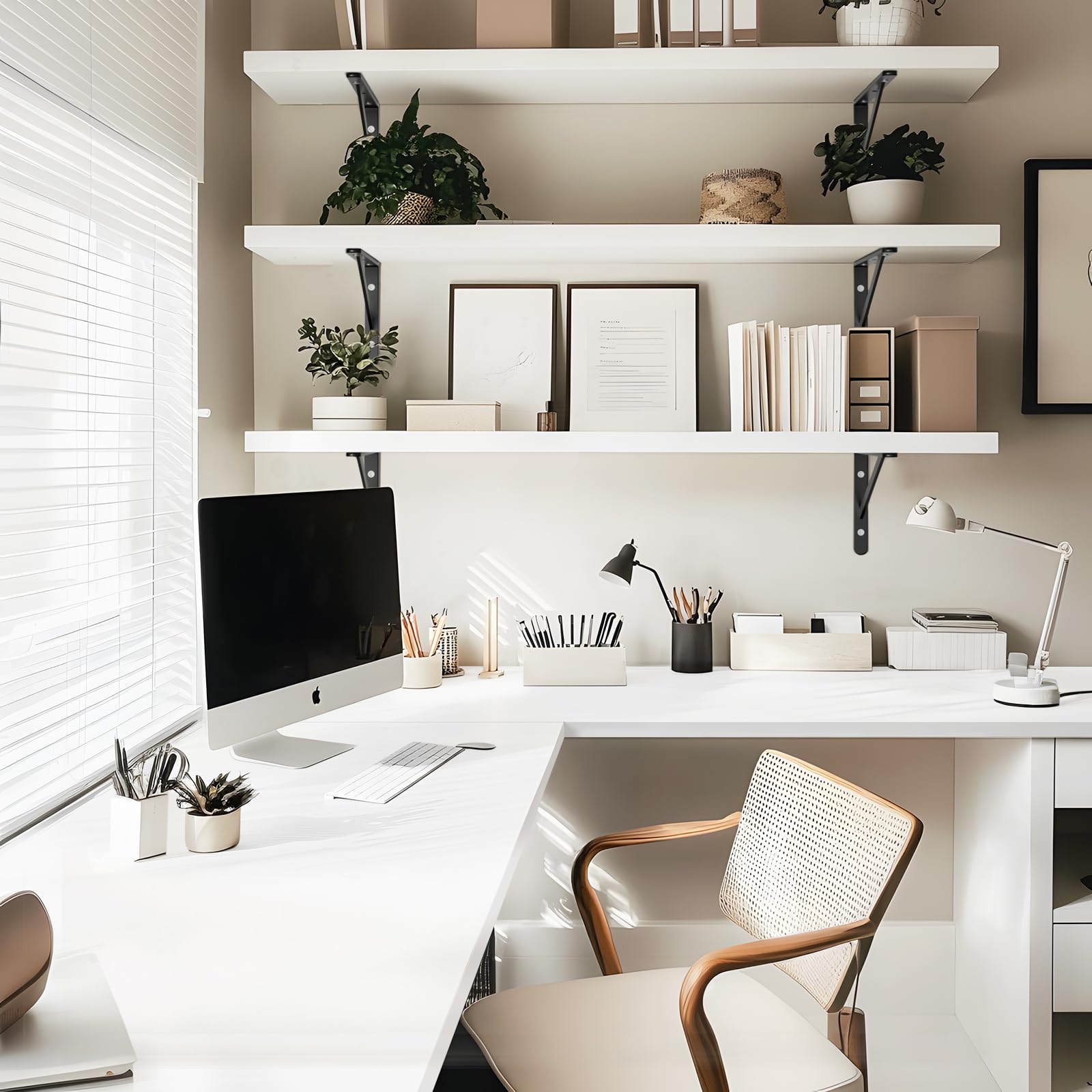 45x20 Inch White Universal Table Top - Solid One-Piece Reversible Melamine Countertop for Double Desks & L-Desk DIY - Perfect for Home Office, Study Room, and Workspace Setup