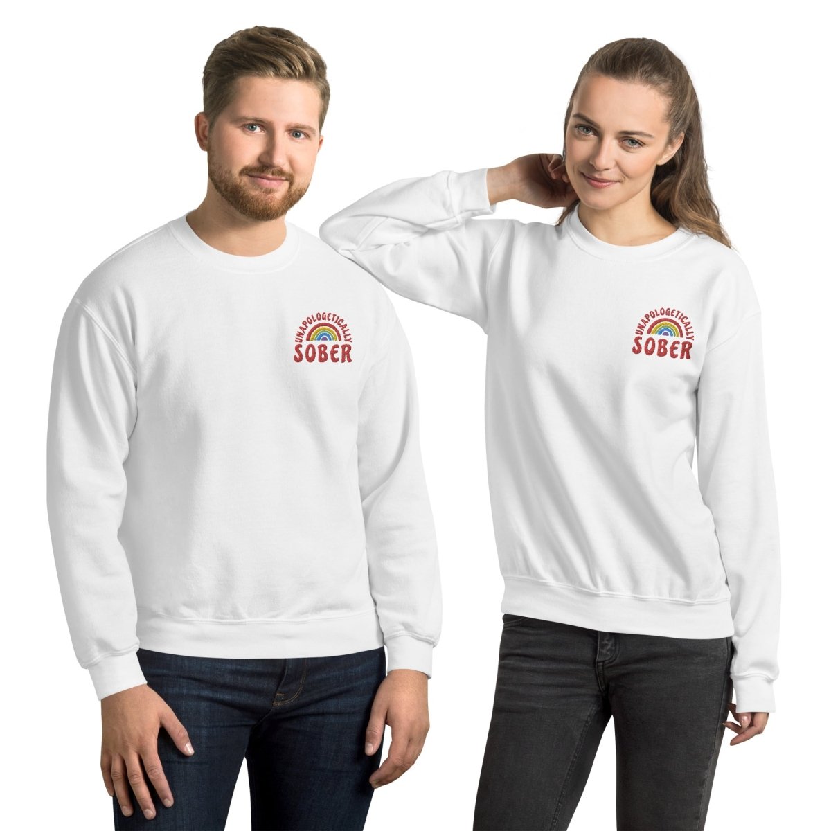 Unapologetically Sober Embroidered Unisex Sweatshirt - Comfortable & Stylish Sober Living Apparel for Men & Women - Perfect for Recovery Meetings, Sober Events & Everyday Wear
