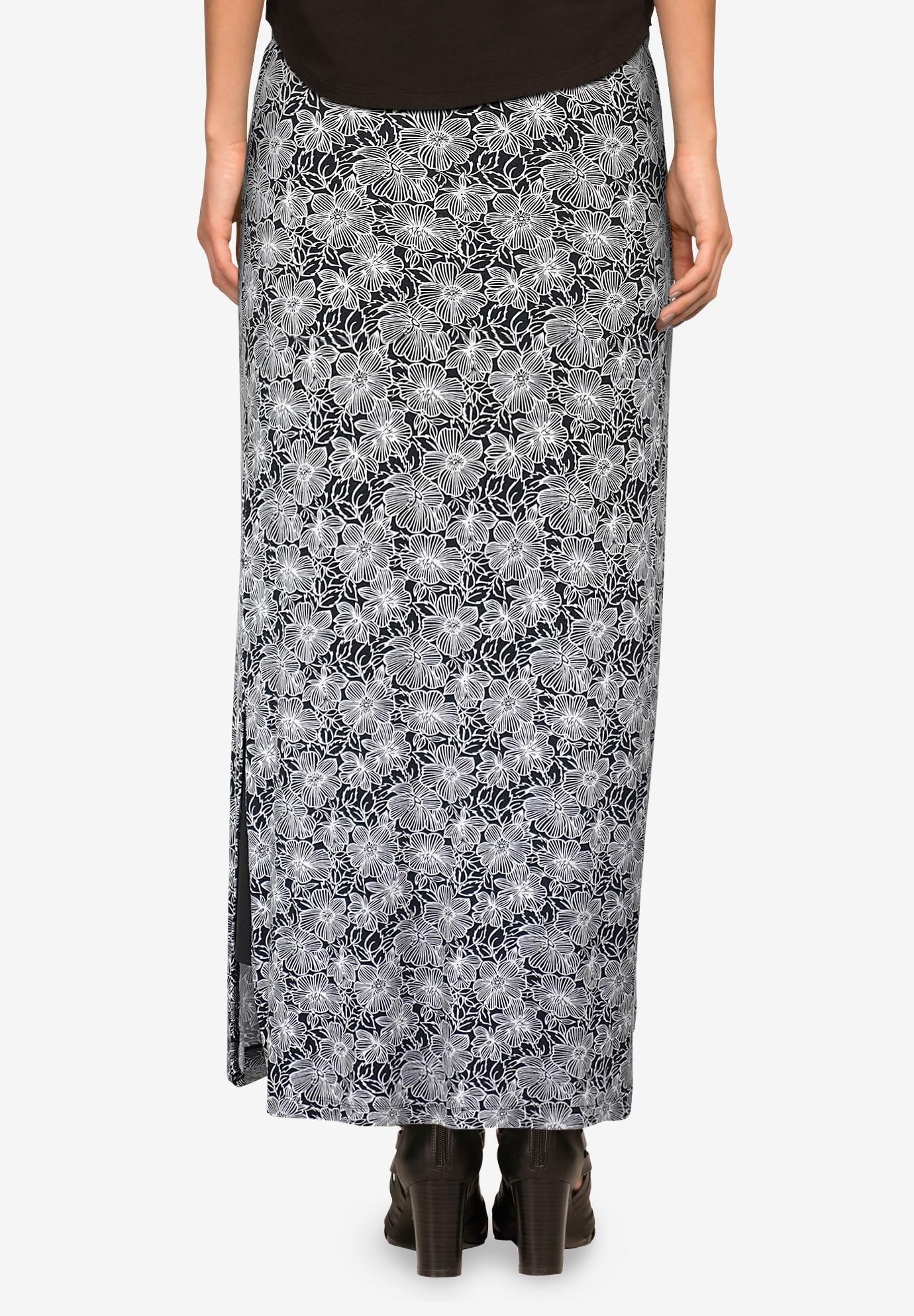 Ellos Women's Plus Size Knit Maxi Skirt - Stretchy Flowy Long Skirt for Casual & Summer Outfits | Perfect for Beach, Vacation & Boho Style