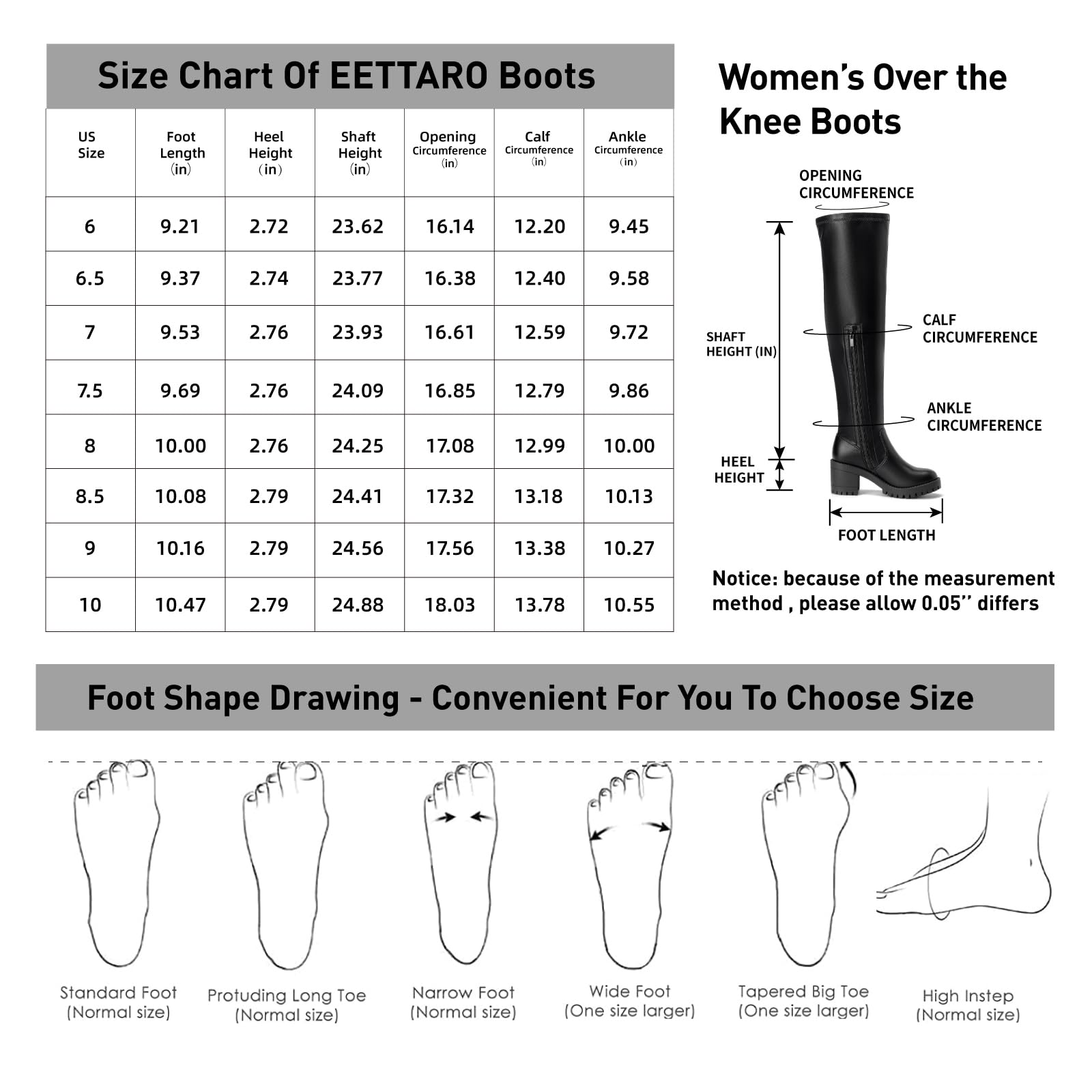 EETTARO Women's Over The Knee Boots - Stretch Thigh High Boots with Chunky Heel & Side Zip, Long Tall Fashion Boots for Party, Night Out & Winter Style
