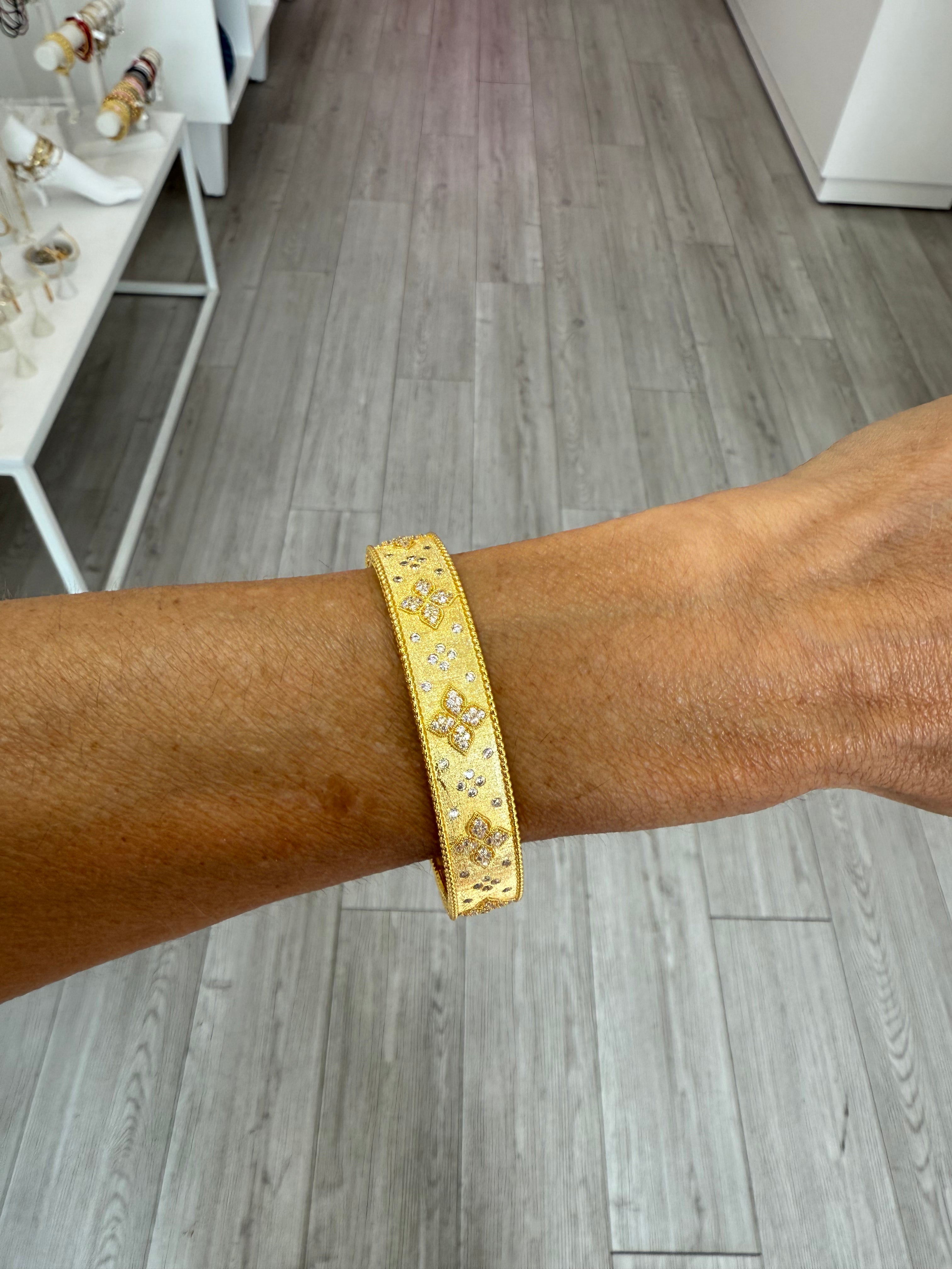 Elegant Brushed Gold CZ Embellished Bangle Bracelet for Women - Perfect for Weddings, Parties & Special Occasions