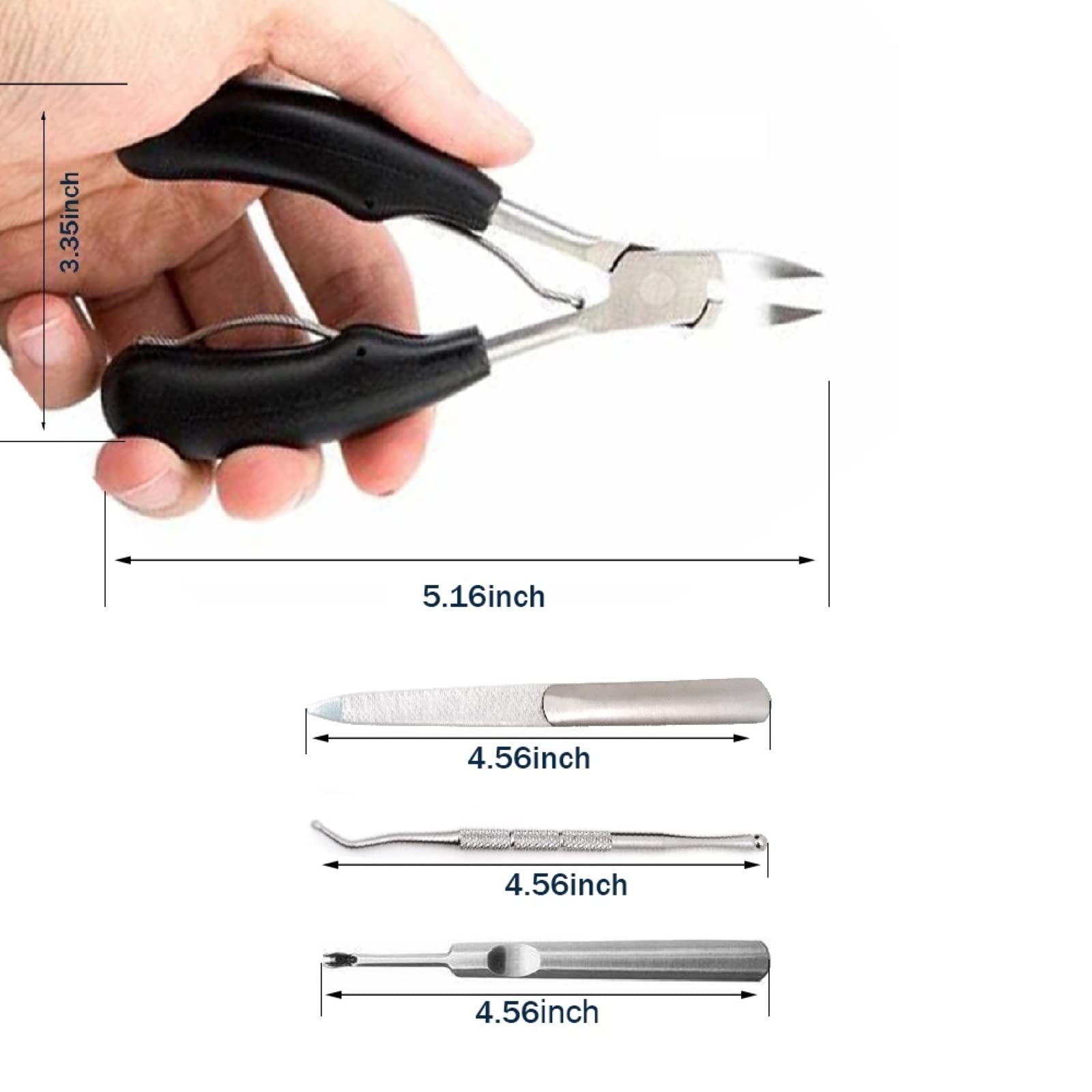 Professional Toenail Clippers for Seniors & Thick Nails - Heavy Duty Nail Clipper Set for Men & Women - Ingrown Toenail Corrector & Acrylic Nail Trimmer - Perfect for Elderly Foot Care & Pedicures at Home