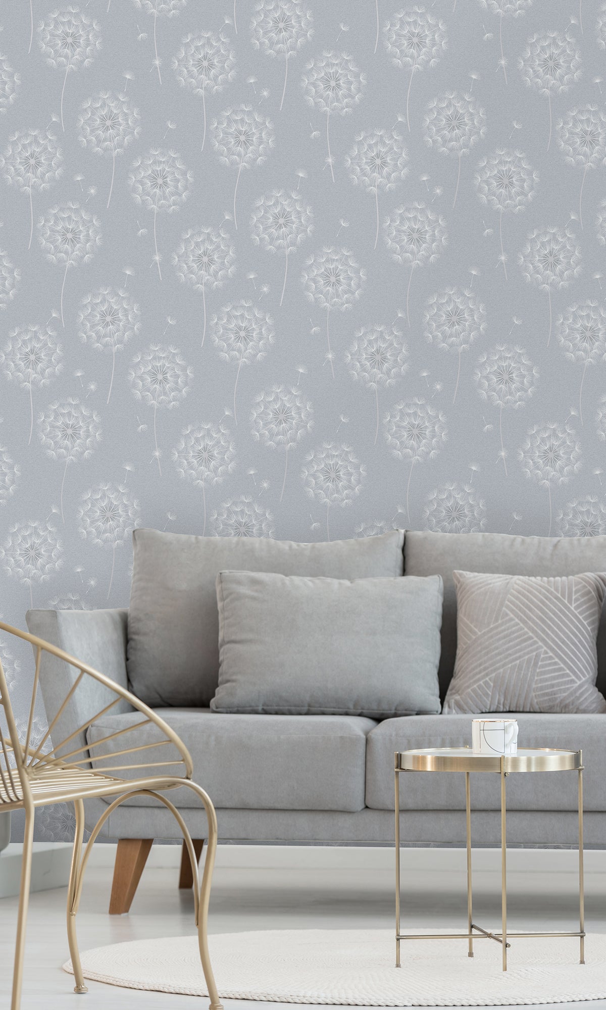 Blue Whimsical Dandelion Head Printed Wallpaper R9510 - Peel and Stick Removable Wallpaper for Bedroom, Nursery, Living Room Decor