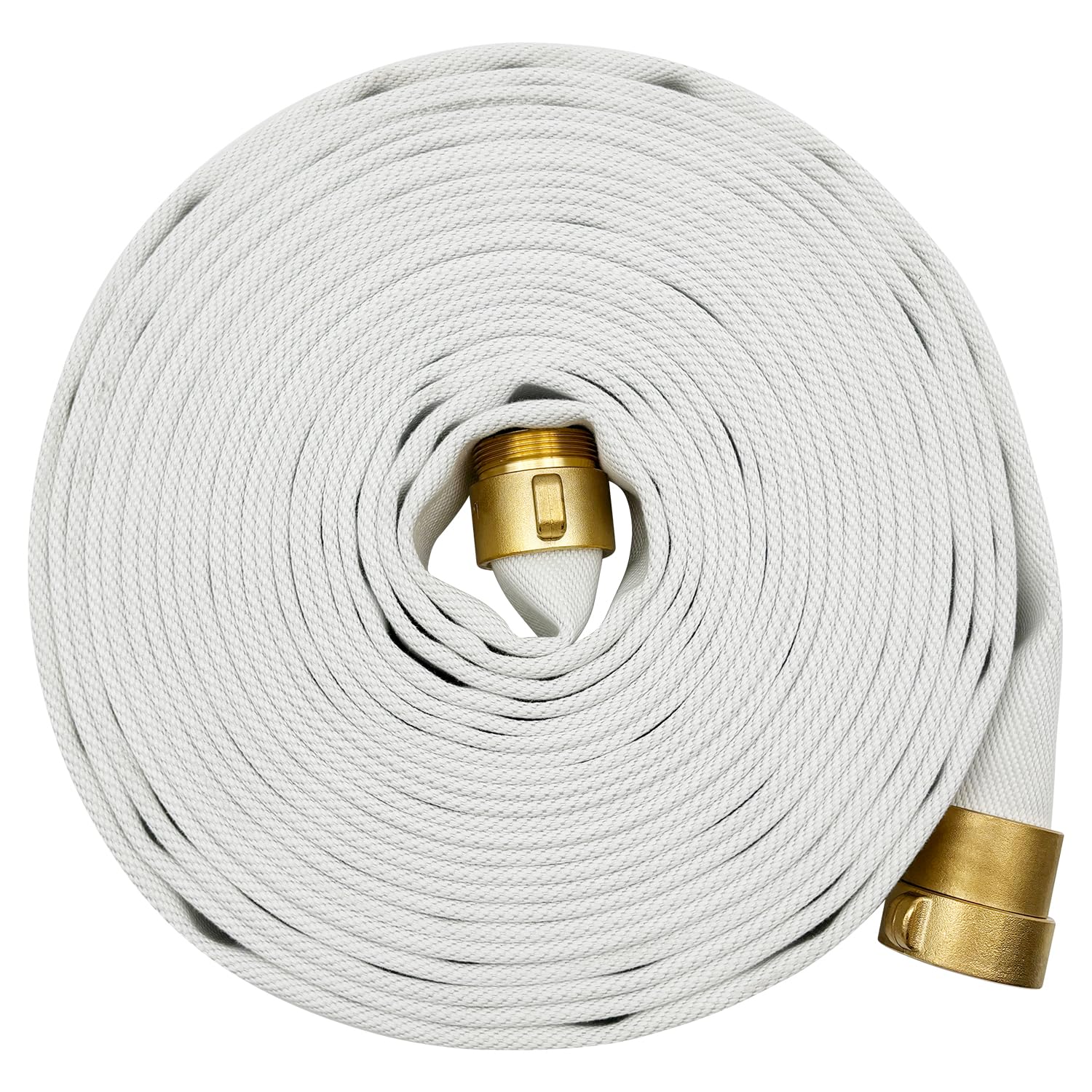SAFBY 1.5 Inch x 50 Feet Fire Hose - Heavy Duty Lay Flat Water Hose with NST/NH Couplings - White Industrial Hose for Firefighting, Emergency Water Supply & Construction Sites