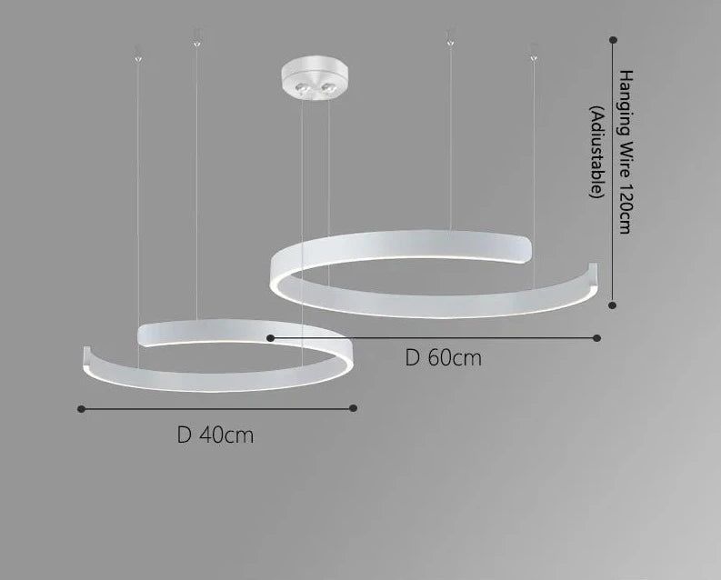 Elegant Minimalist Ring Chandelier Light Fixture - Aluminum Plated Modern Pendant Lighting for Dining Room, Bedroom & Living Room Decor