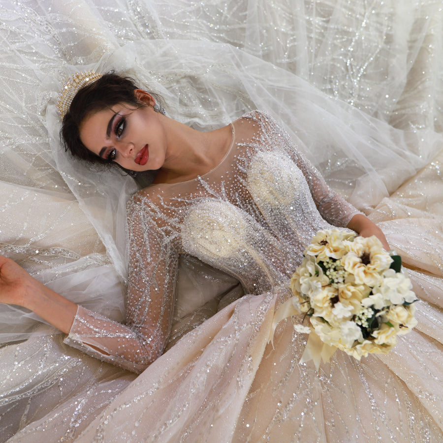 Luxury Princess Wedding Dress - Elegant Puffy Ball Gown Bridal Gown for Bride | Perfect for Fairytale Weddings, Princess-Themed Ceremonies & Formal Events