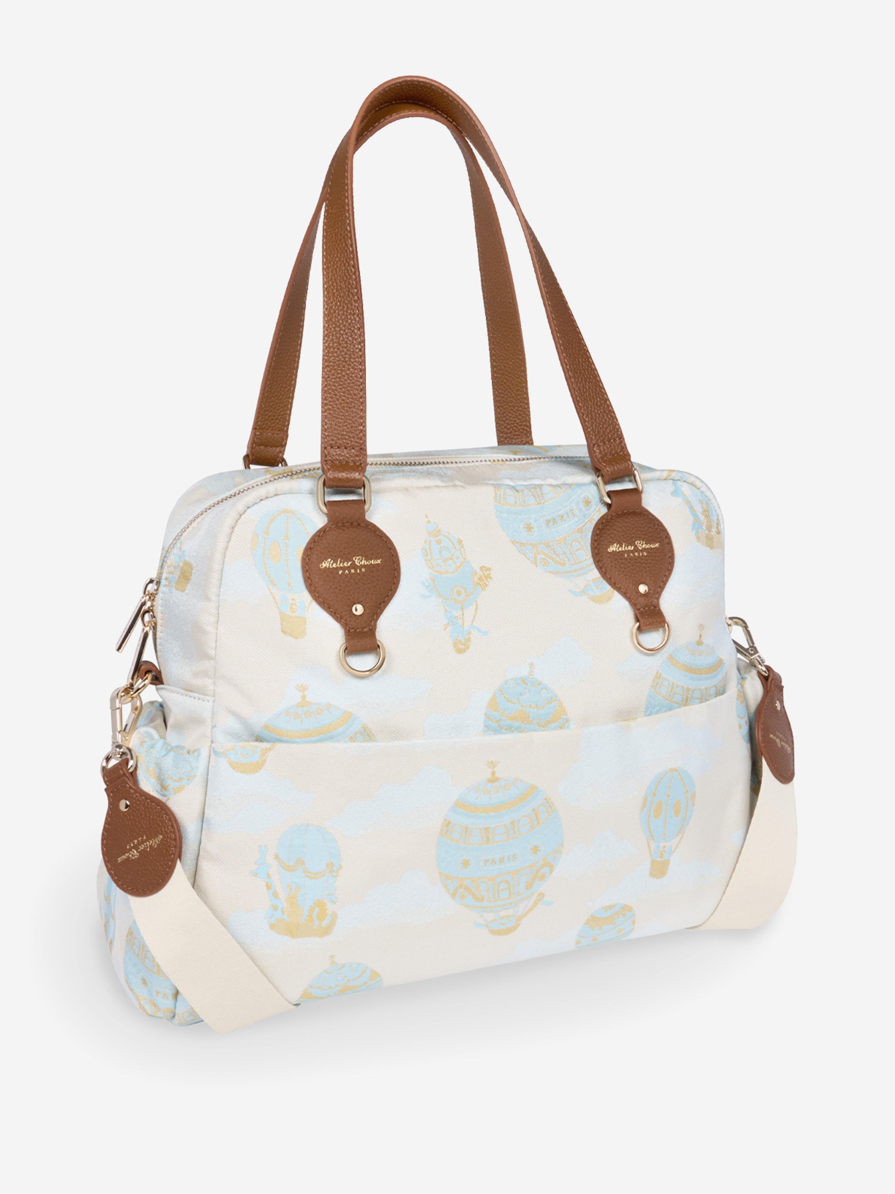Atelier Choux Baby Hot Air Balloons Changing Bag - Blue (38cm) - Stylish & Spacious Diaper Bag for Travel, Nursery, and On-the-Go Parents