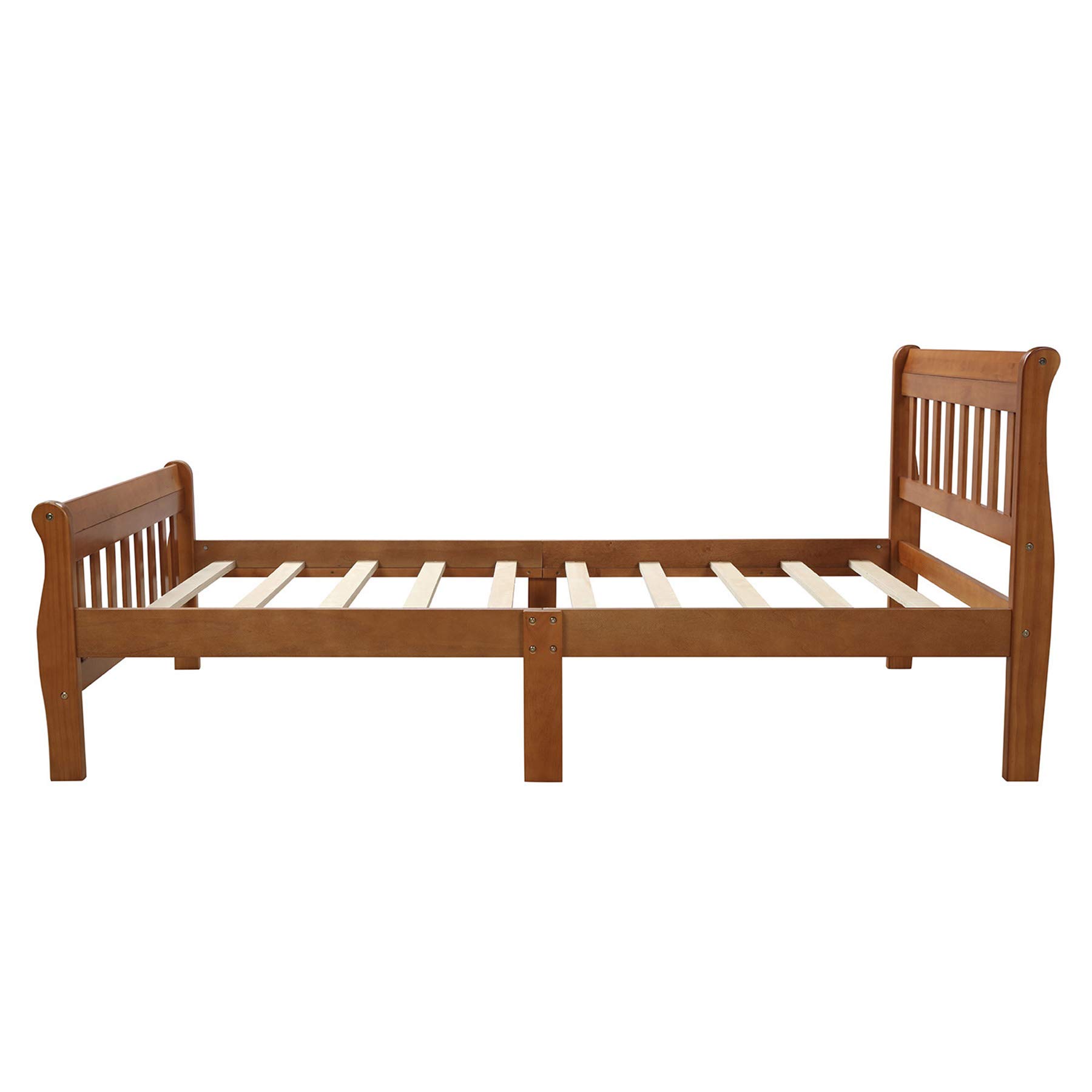 **Merax Solid Wood Twin Platform Bed Frame with Headboard & Footboard - Wood Slat Support, Mattress Foundation - Oak Finish - Perfect for Kids Rooms, Guest Bedrooms & Small Spaces**