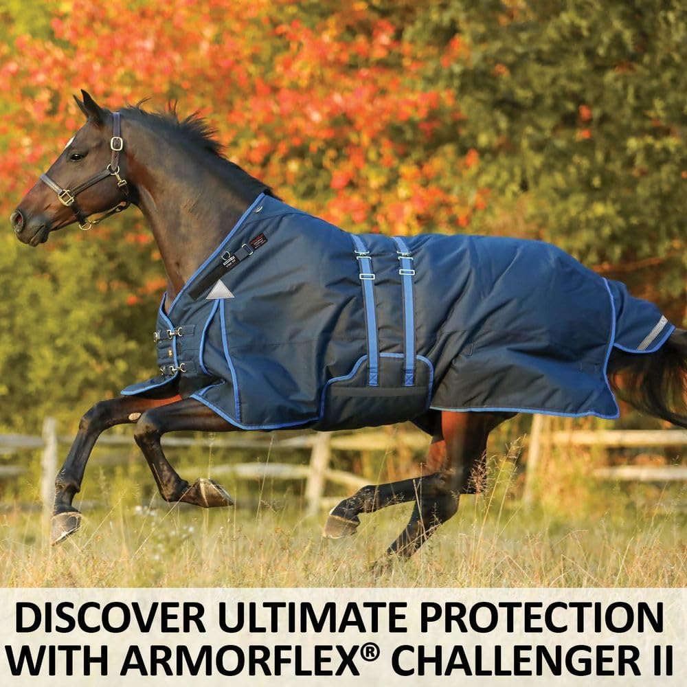 Challenger II VTEK Adjusta-Fit Bellyband Horse Blanket - Waterproof Winter Horse Blanket with Wither Relief for Cold Weather Protection | Ideal for Trail Riding, Stable Use & Outdoor Winter Activities