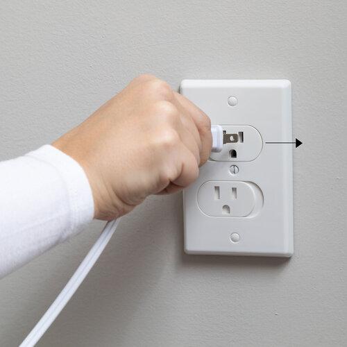 Qdos Universal Self Closing Outlet Cover - Childproof Electrical Outlet Safety Plugs, White (3 Pack) - Perfect for Baby Proofing Homes, Nurseries & Offices