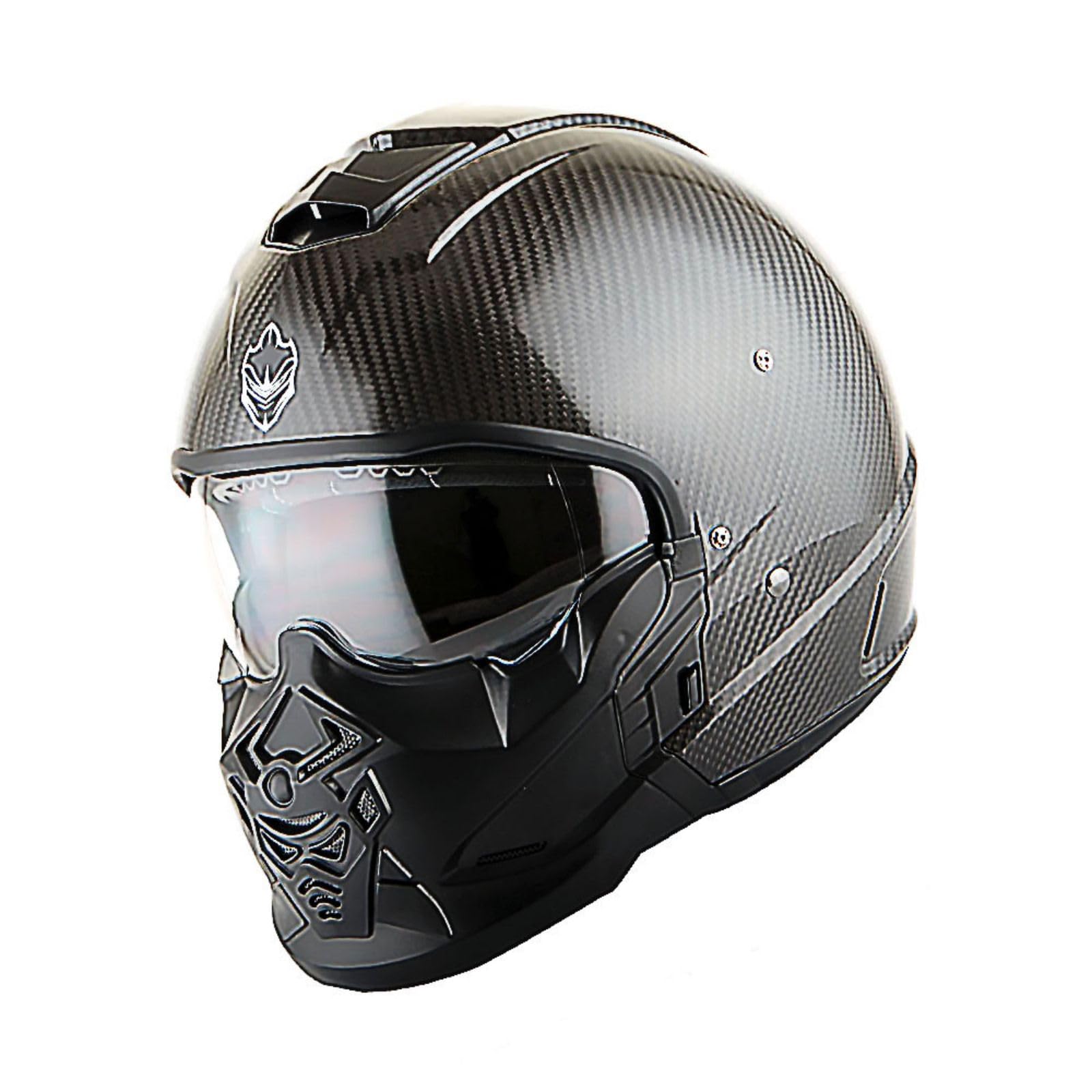 Martian Genuine Carbon Fiber Motorcycle Helmet HB-B2 - DOT Approved Full Face & Open Face Glossy Black - Lightweight & Durable for Street Riding, Racing & Commuting