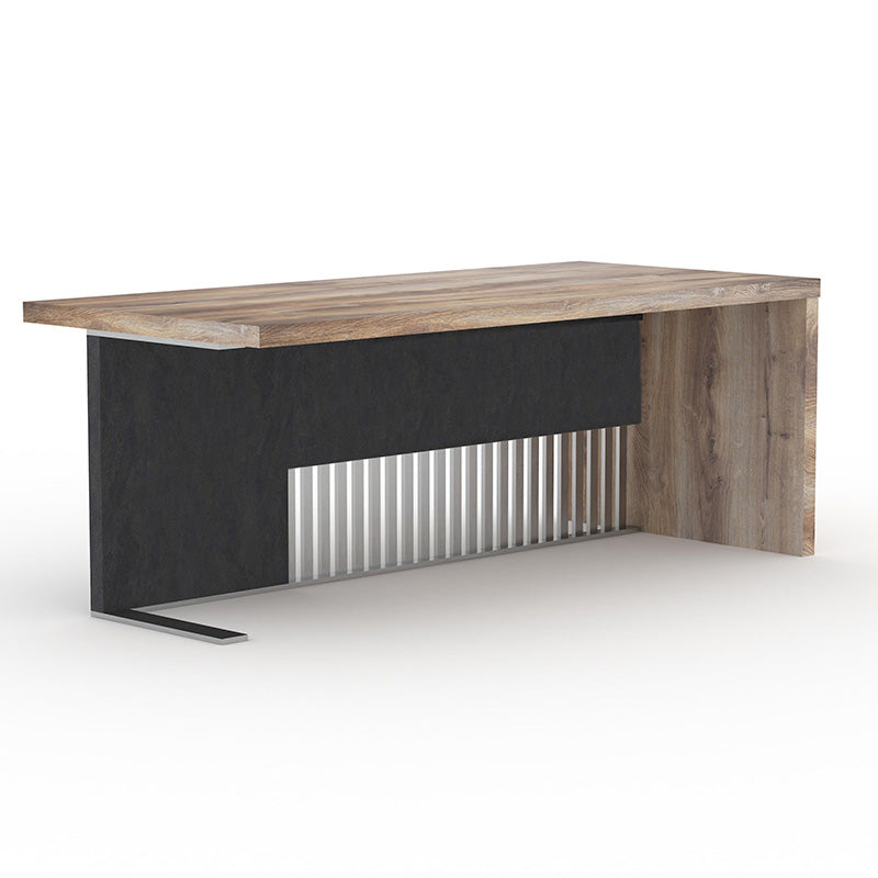 AFTAN 180cm Reception Desk Right Panel in Warm Oak & Black - Modern Office Furniture for Professional Workspaces & Lobby Areas