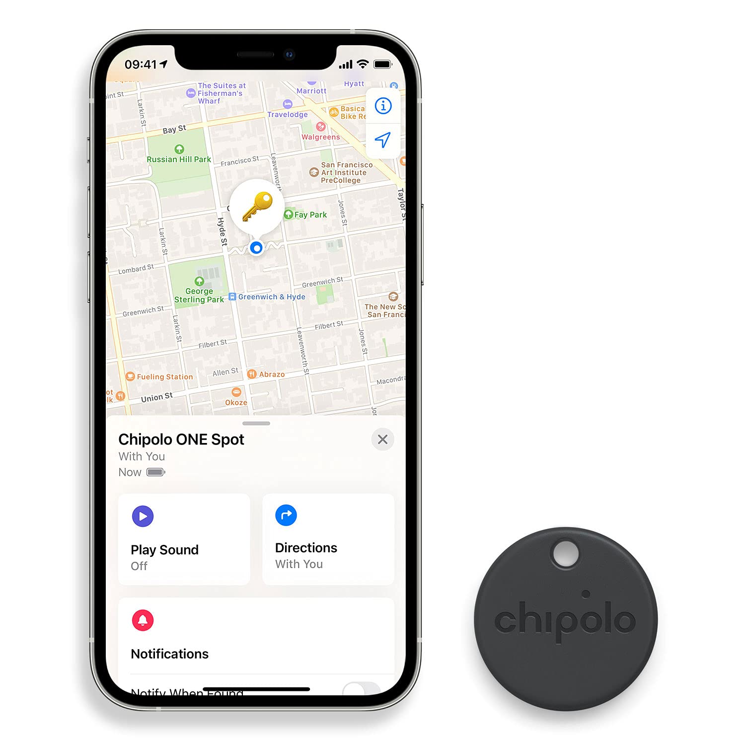 Chipolo Spot 4 Pack - Bluetooth Key Finder & Item Tracker for iOS | Compatible with Apple Find My App | Waterproof & Long Battery Life | Perfect for Keys, Wallets, Bags & Luggage Tracking (Almost Black)