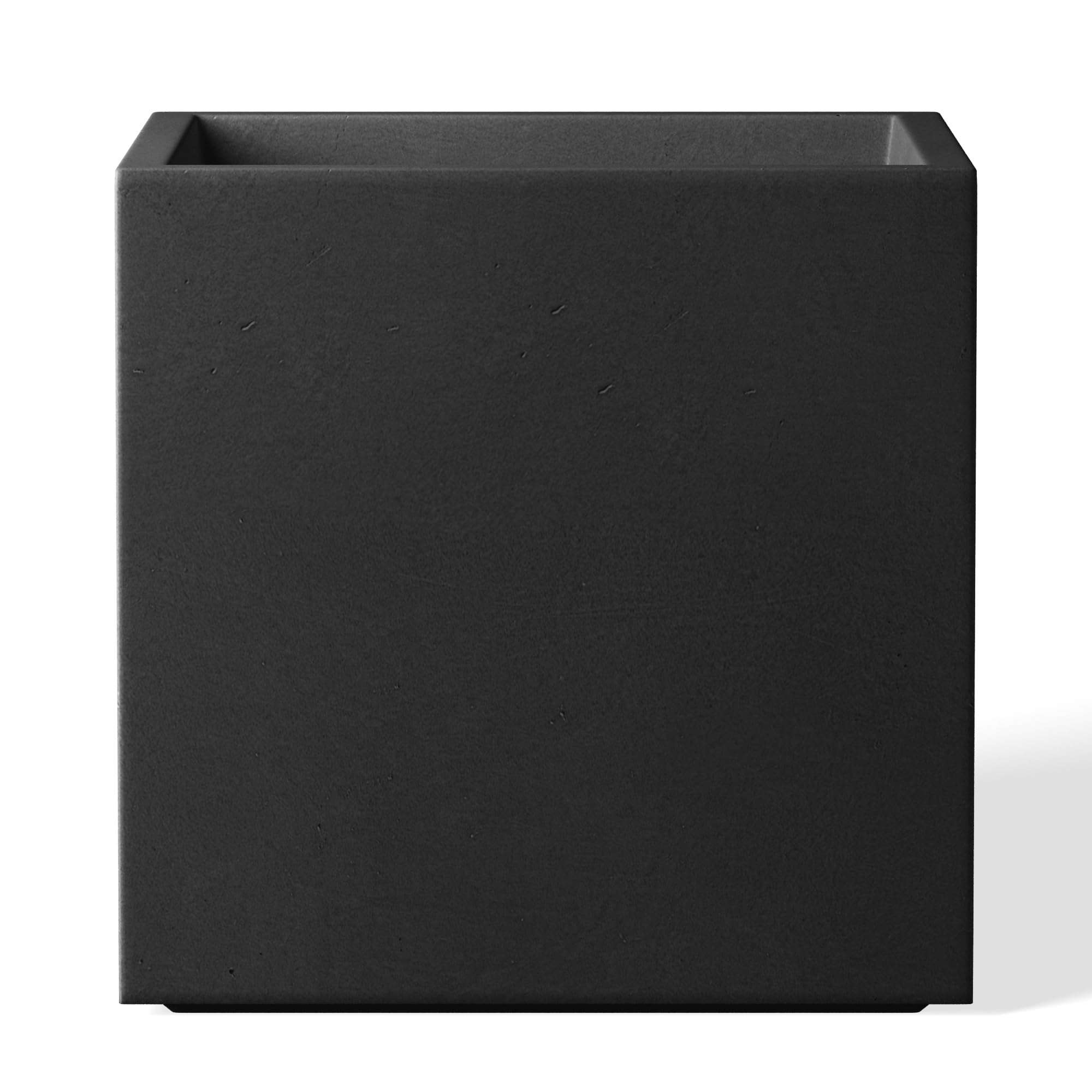 12 Inch Square Concrete Planter for Indoor & Outdoor Use - Large Modern Plant Pot with Drainage Hole & Rubber Plug - Perfect for Home, Patio, Garden, Office Decor (Black)