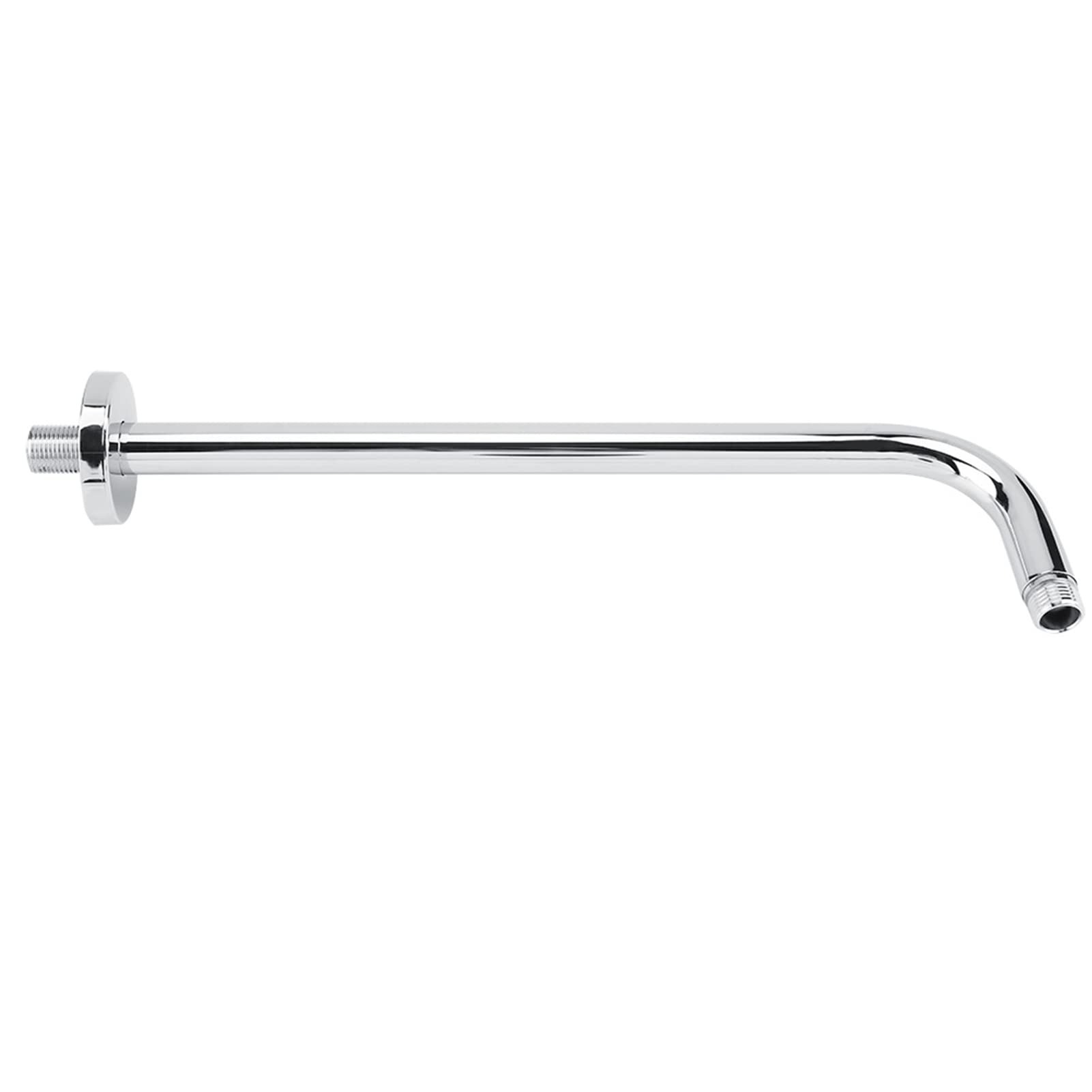 16 Inch L-Shaped Stainless Steel Chrome Shower Arm with Flange - Wall Mount Angle Shower Extension for Fixed & Rain Shower Heads - Perfect for Bathroom Renovation & Spa-Like Shower Experience