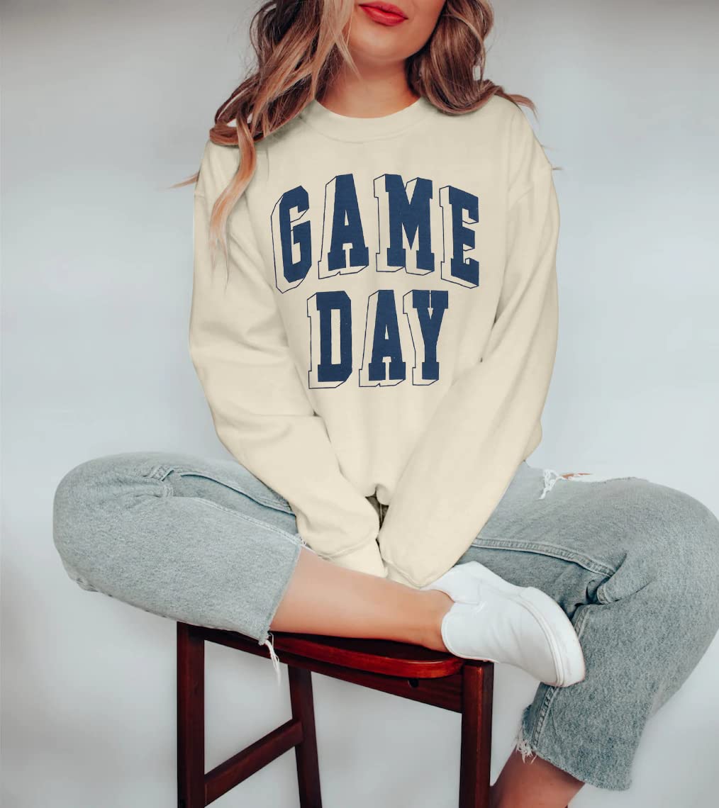 Women's Football Fan Game Day Sweatshirt - Letter Print Long Sleeve Casual Top for Tailgating, Watch Parties & Game Day Outfits