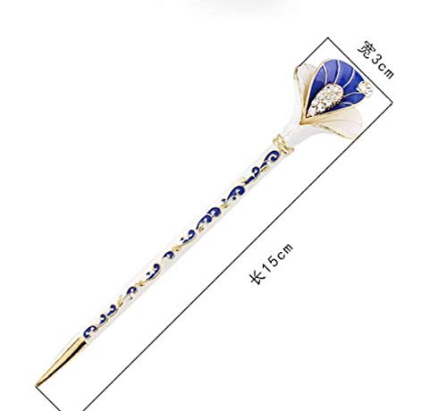 Rhinestone Crystal Hair Sticks - Elegant Wedding Hair Accessories for Women (Blue & Gold) | Bridal Hairstyles, Prom, Special Occasions | Perfect for Updos, Bun Hairstyles & Formal Events