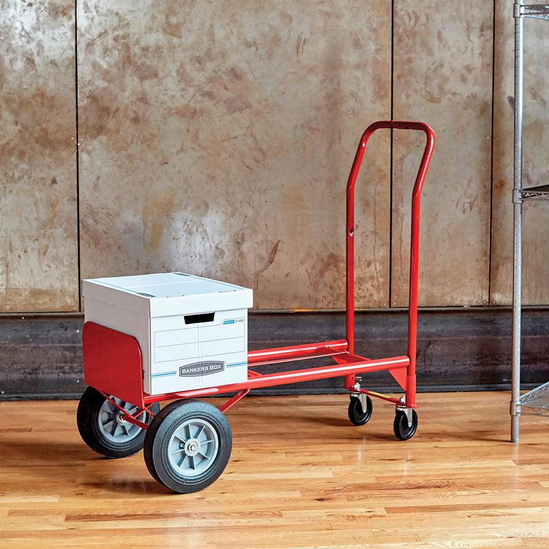 Heavy Duty Convertible Hand Truck with 600 lbs Capacity - Red Folding Dolly Cart for Moving, Warehouse, and Home Use