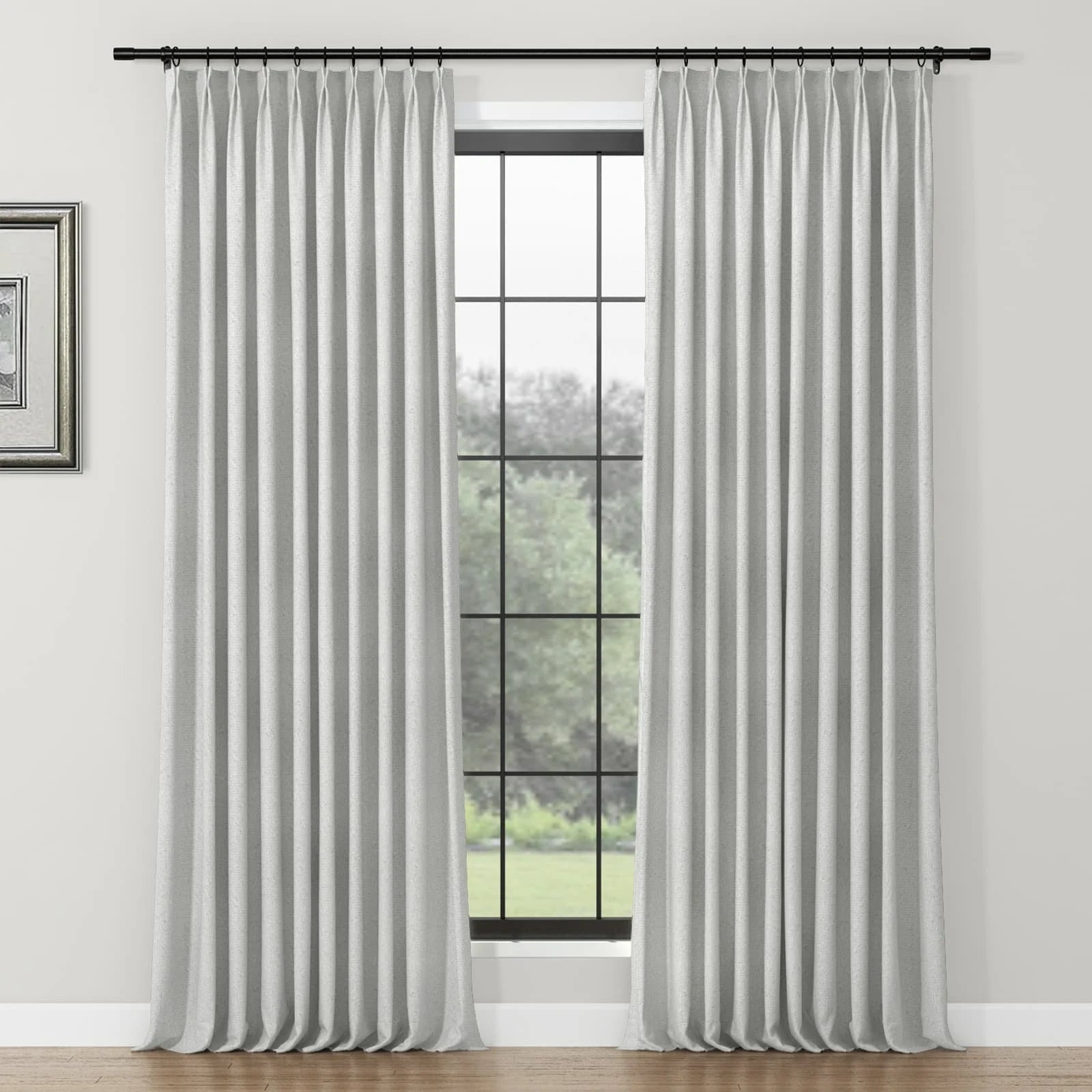 Lydia Rove Jacquard Pleated Curtains for Living Room & Bedroom - Elegant Window Treatments for Home Decor