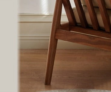 Premium Black Walnut Solid Wood Lounge Armchair with Matching Footstool - Handcrafted Comfort Chair for Living Room, Reading Nook & Relaxation Spaces