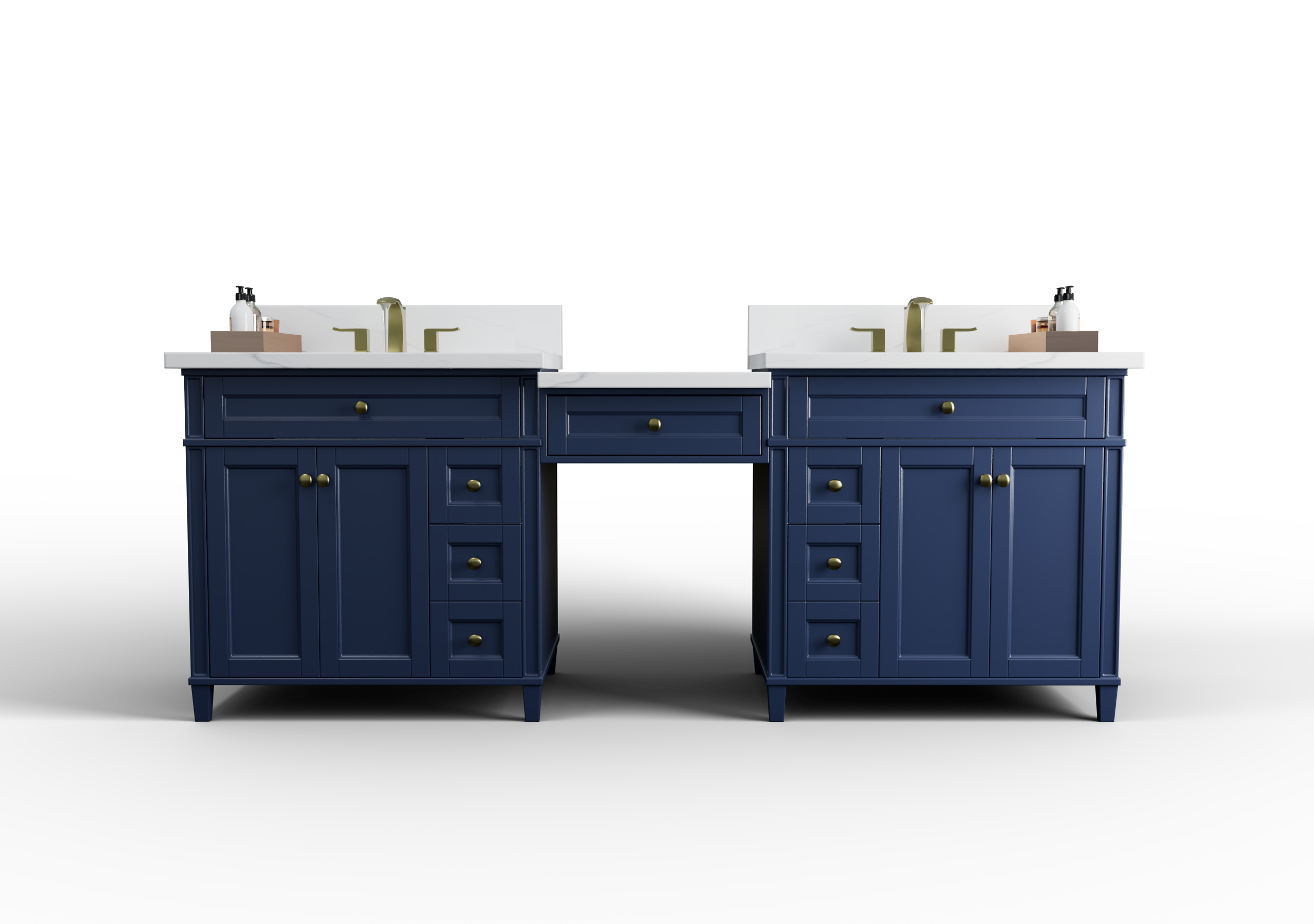 Kensington 96-Inch Navy Blue All-Wood Bathroom Vanity Cabinet - Perfect for Master Bathrooms & Luxury Home Renovations