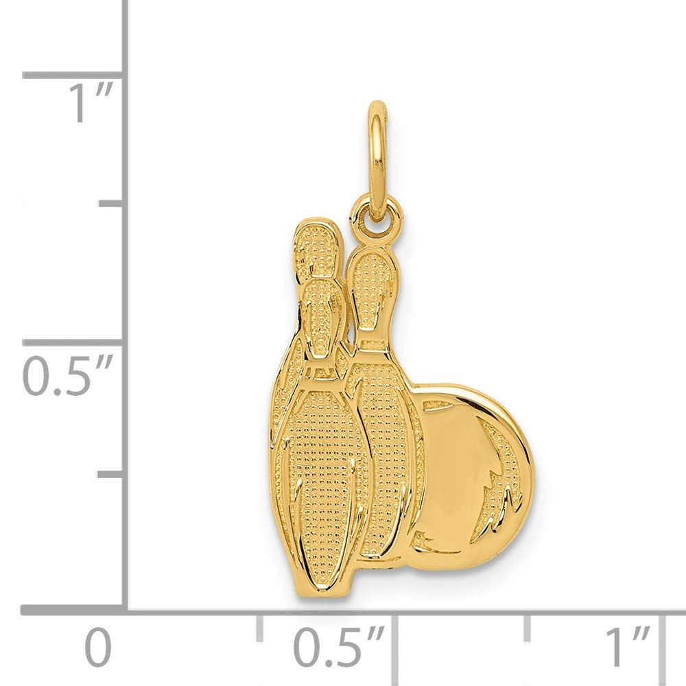 14k Yellow Gold Bowling Pendant - Black Bow for Jewelry Gifts