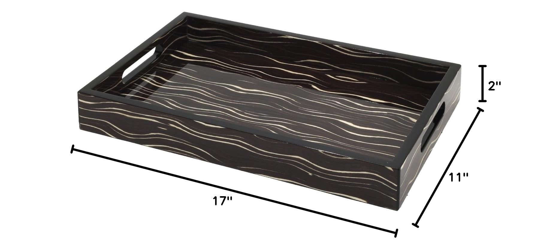 Eccolo High Gloss Lacquer Java Wenge Wood Serving Tray 11